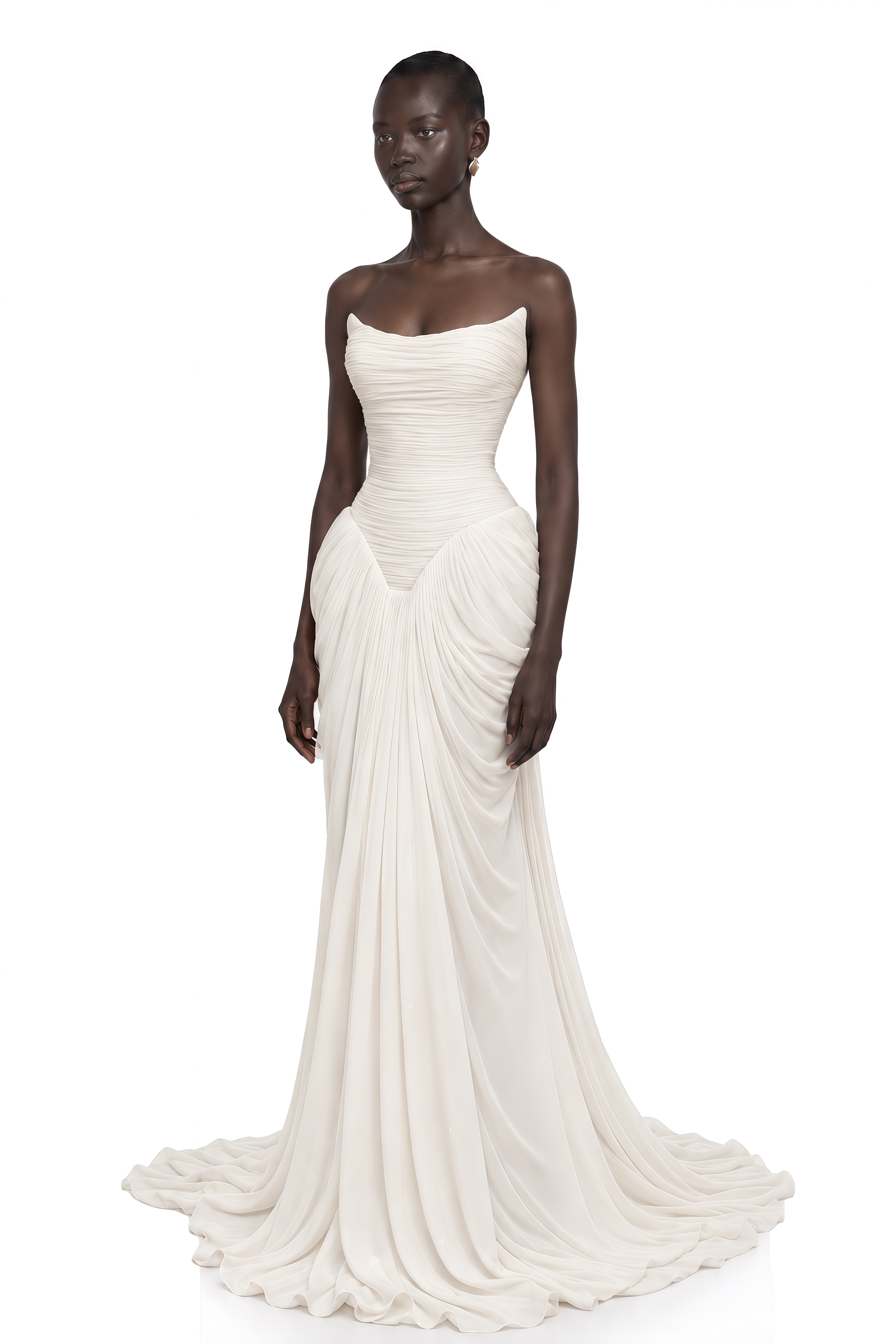 Lily White Ruched Bodycon Maxi Dress