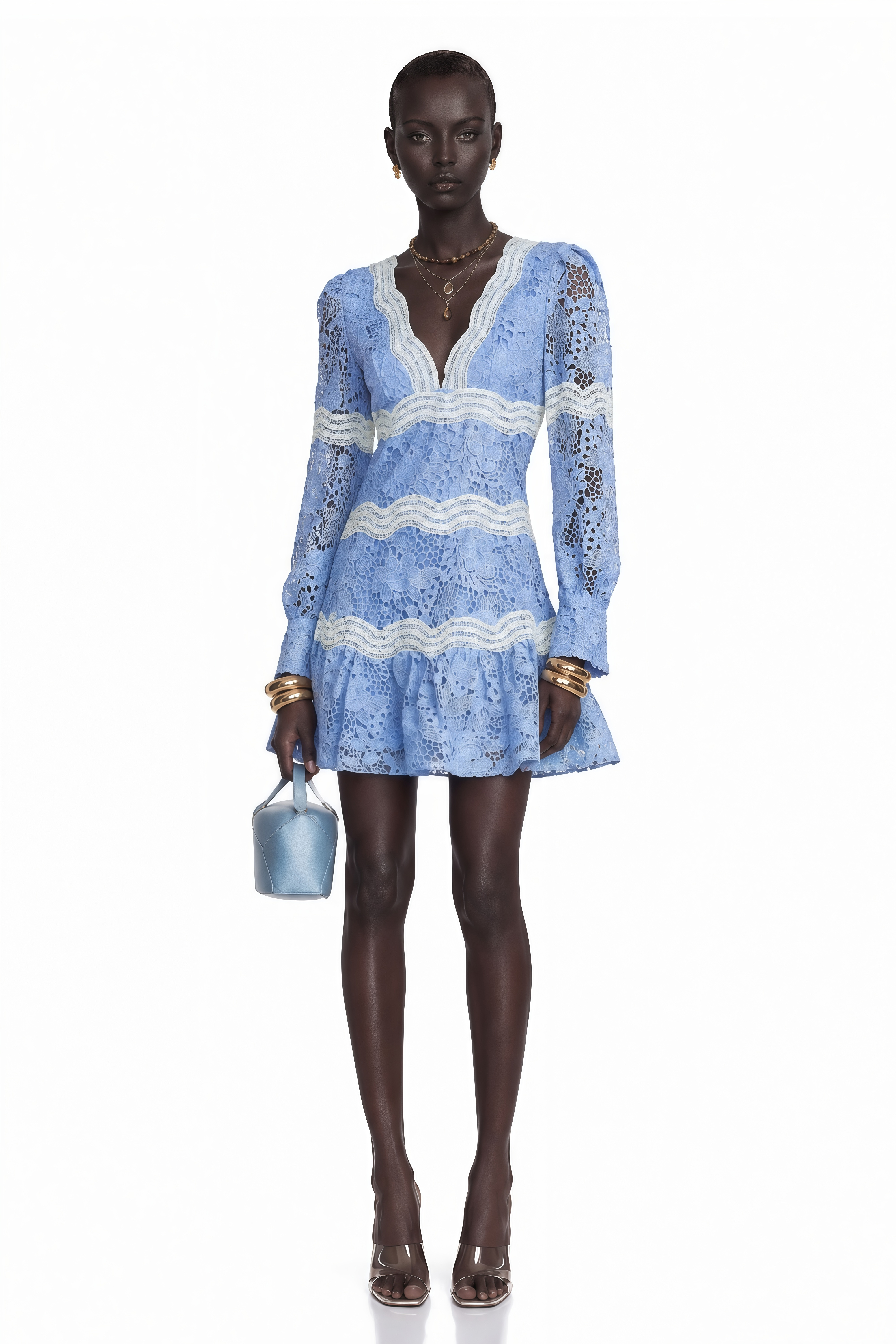 Gaëlle V-neck floral embroidered mini dress