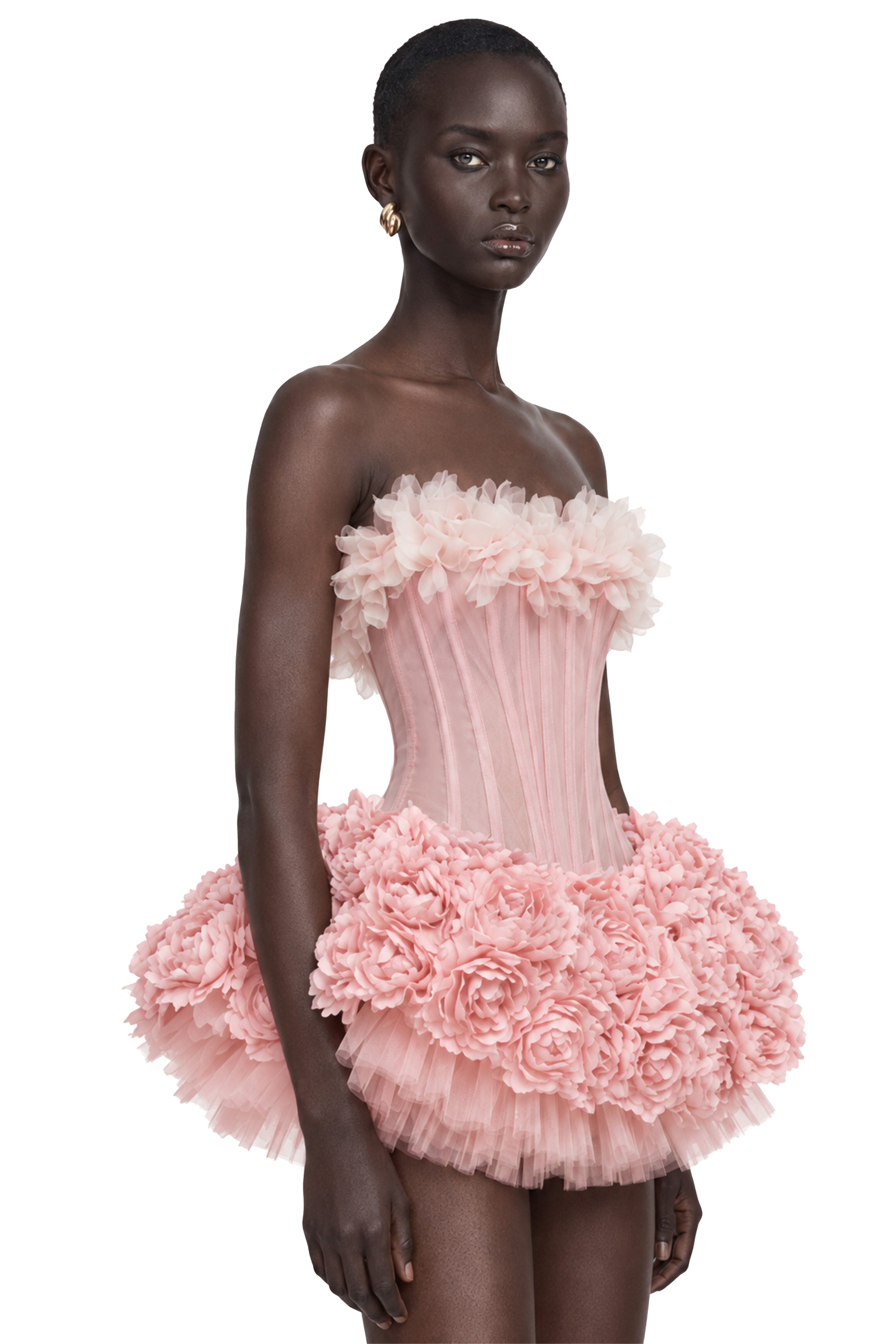 Rachel Pink 3D Petal Tulle Mini Dress