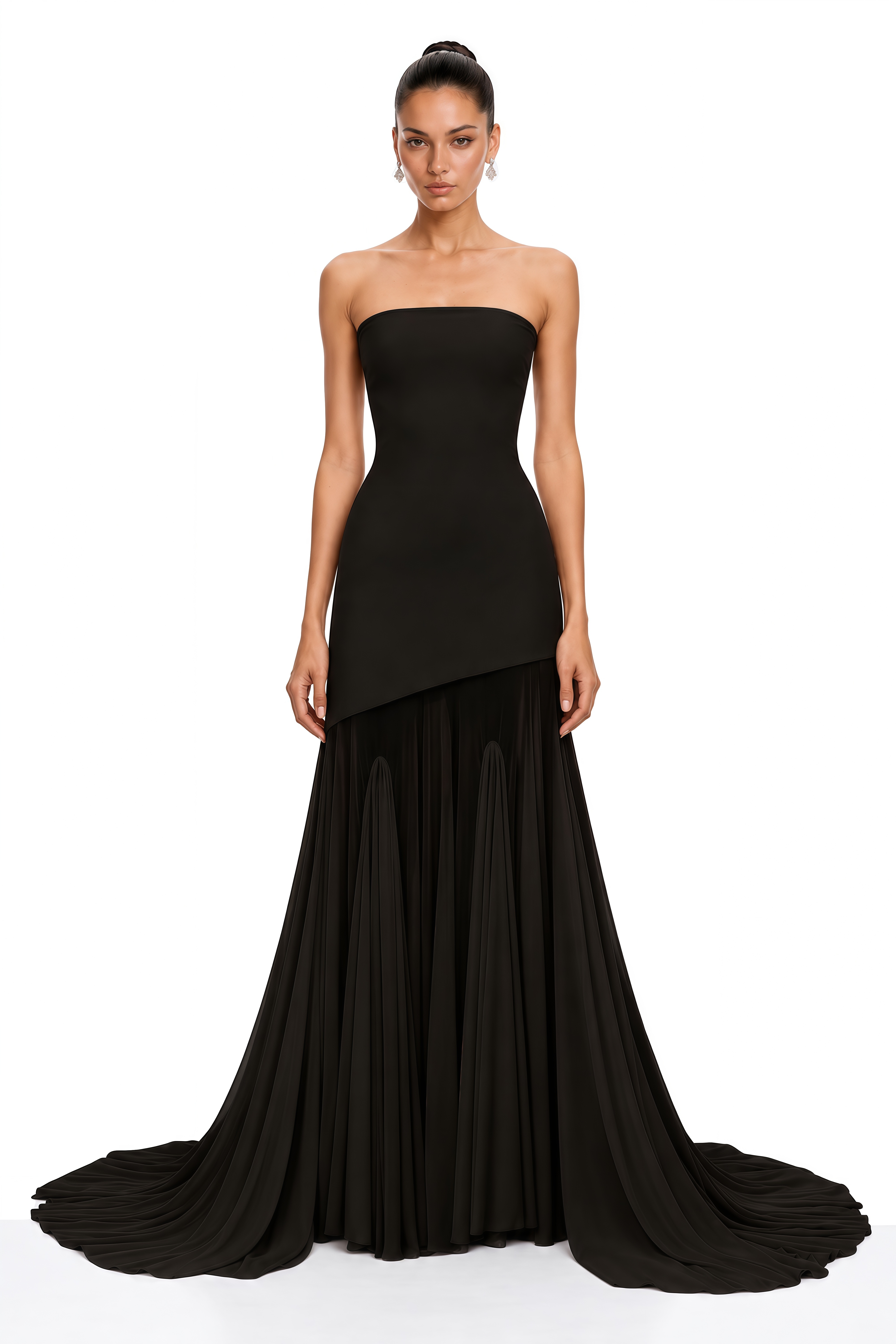 Josiane Black Off-shoulder Sheer Tulle Maxi Dress