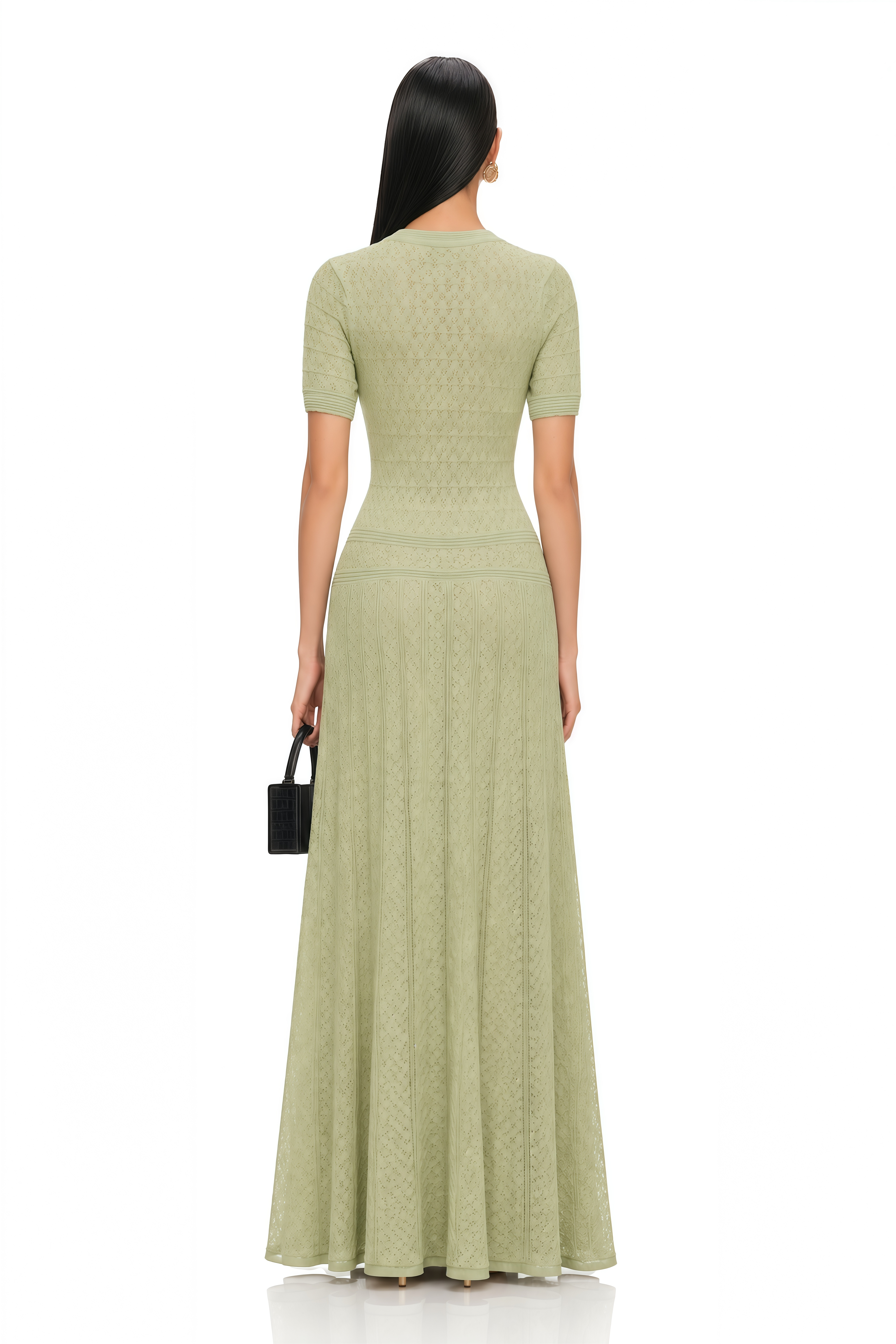 Siena Shirred Crochet-Knit Maxi Dress