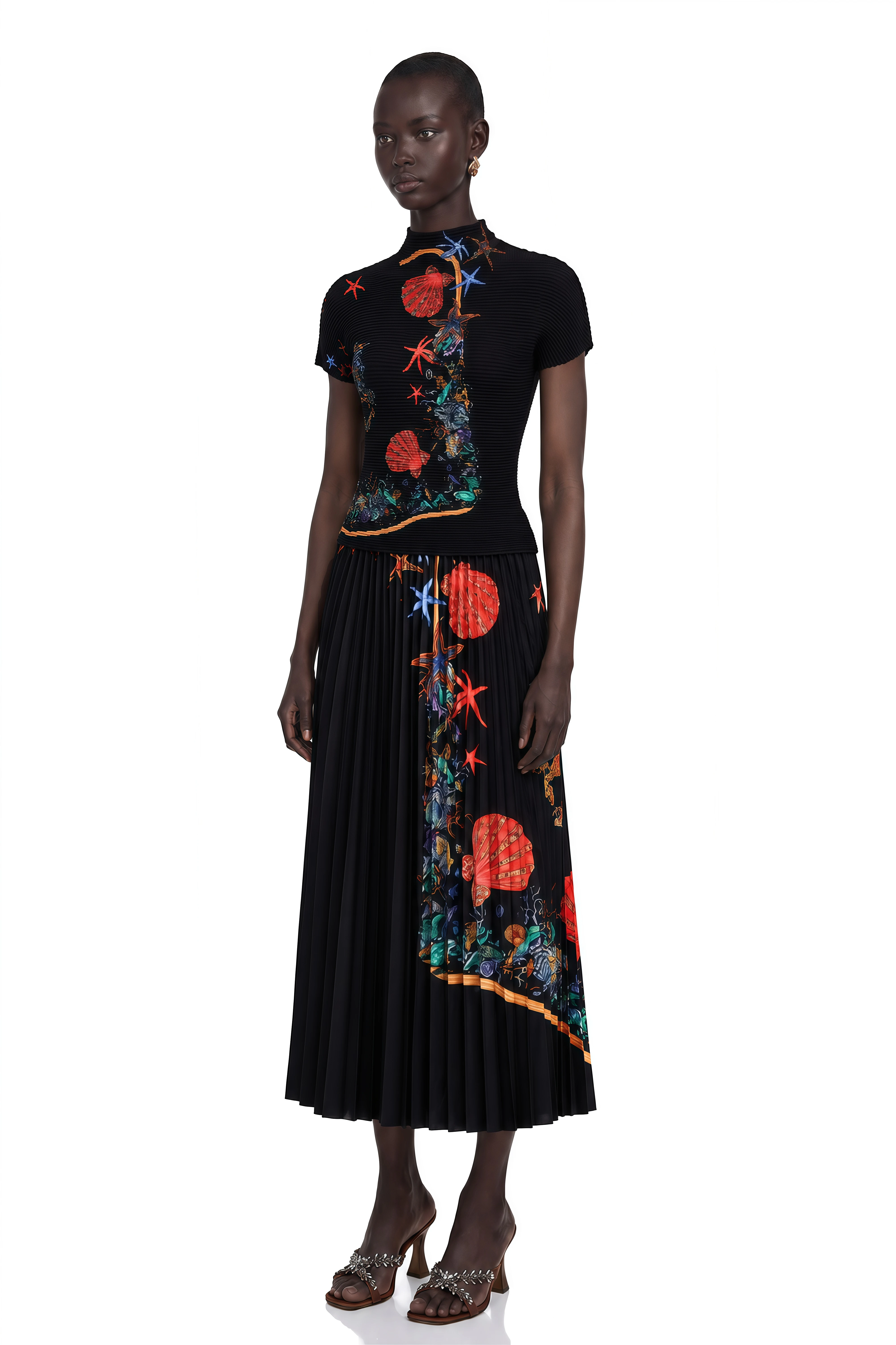 Josiane Pattern-Print Knitted Top & Skirt Matching Set