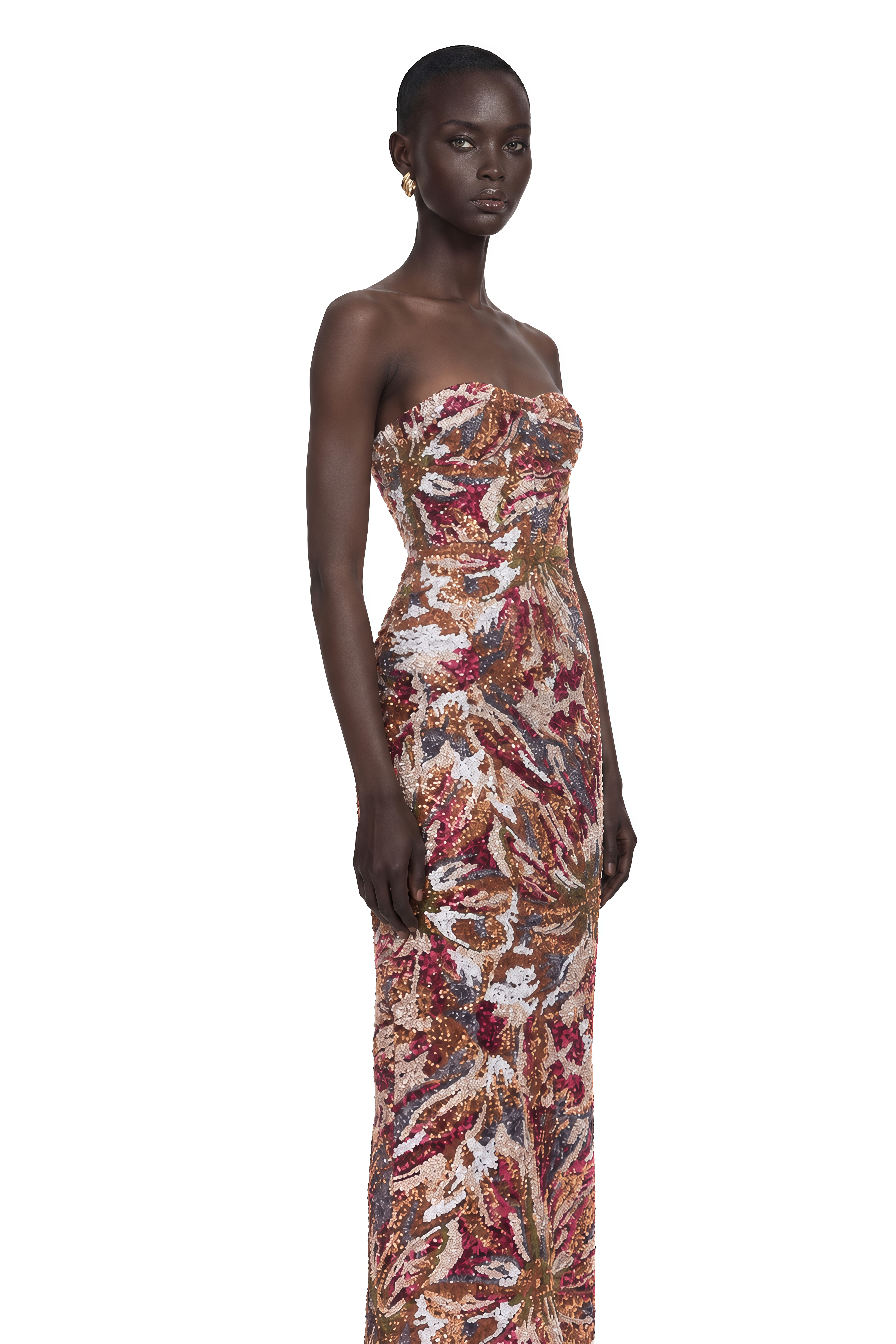 Stefania Pink Off Shoulder Floral Embroidered Maxi Dress