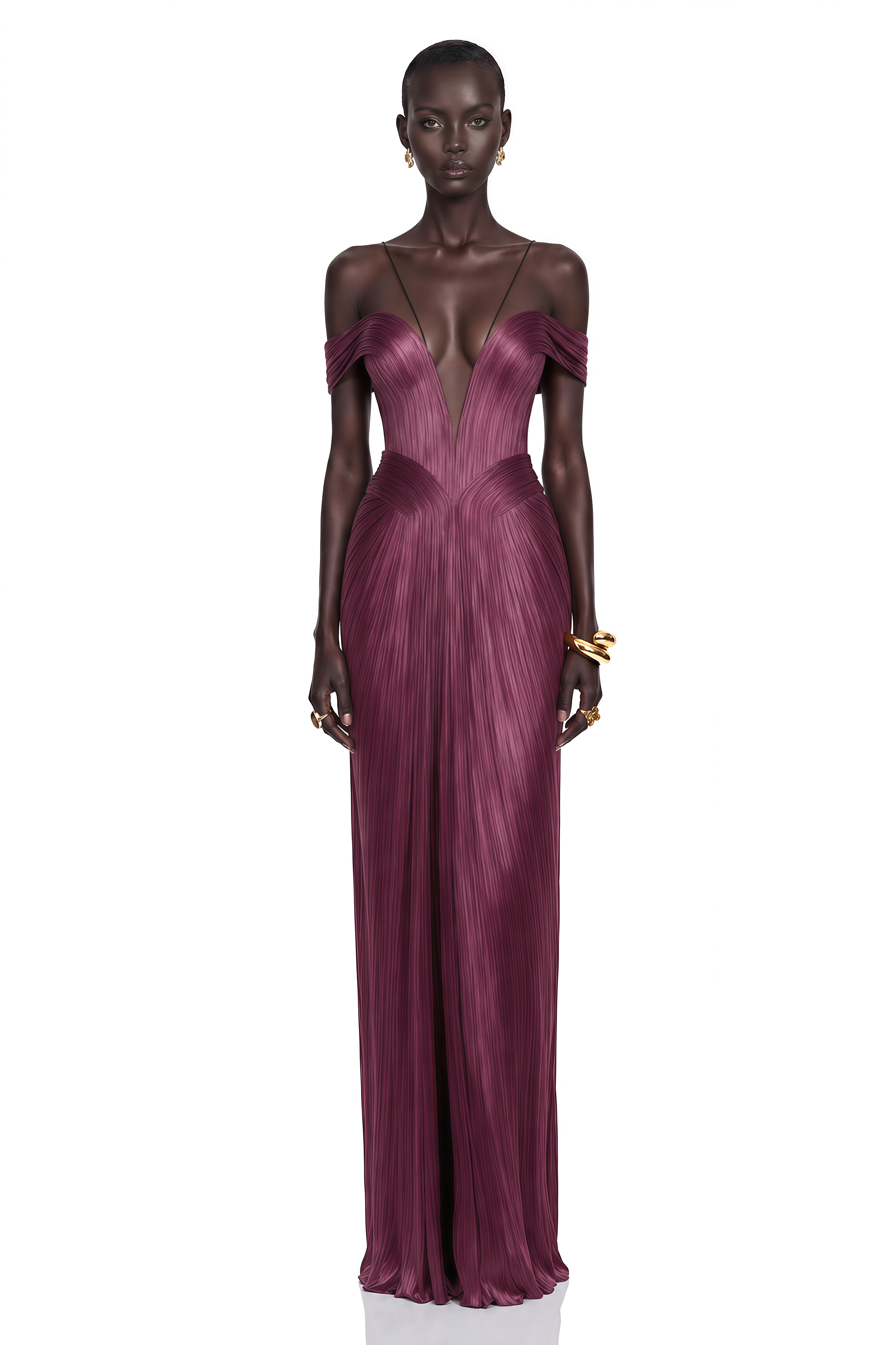 Marise Pink Draped Pleated Maxi Dress