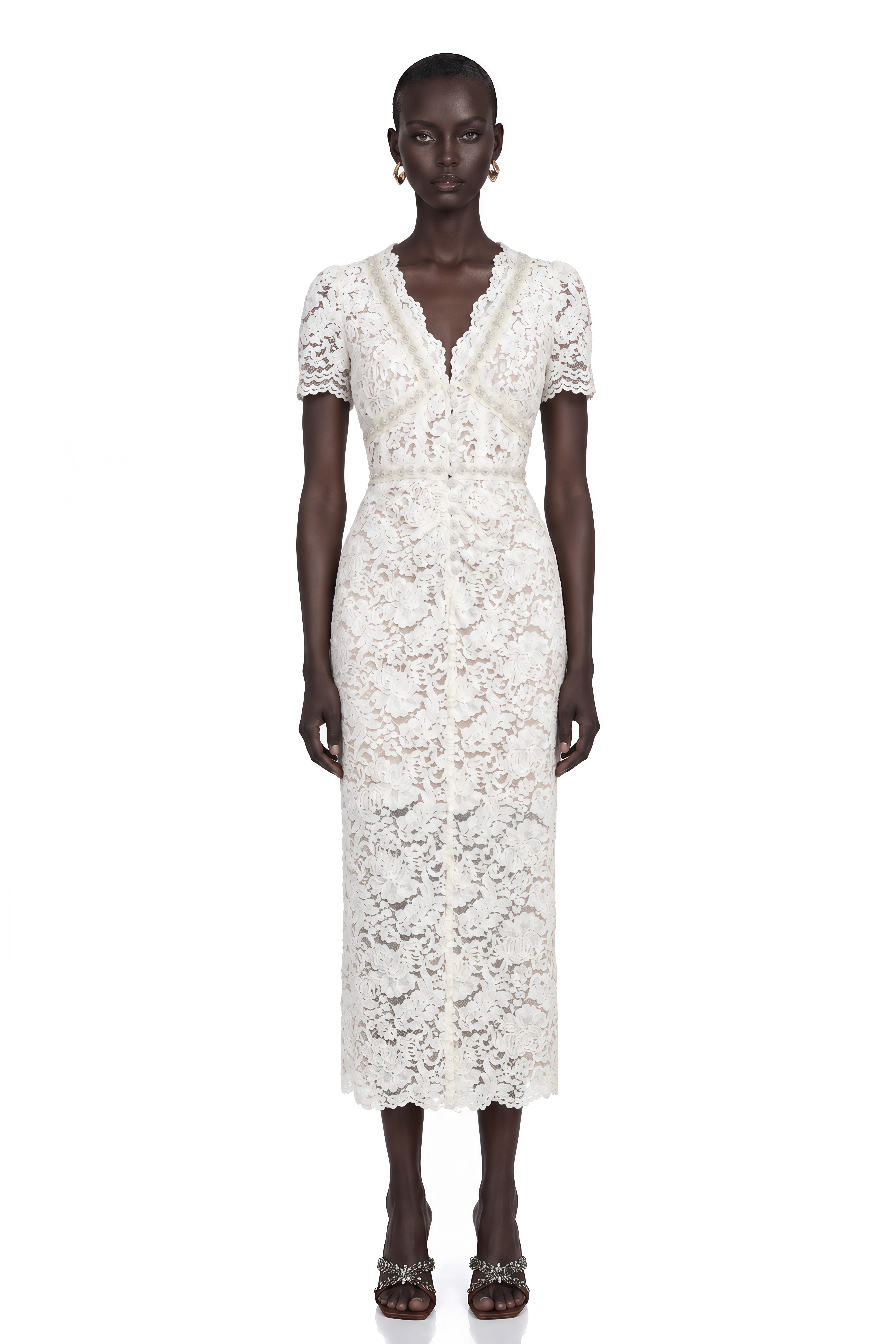 Kalena Embellished Lace Midi Dress