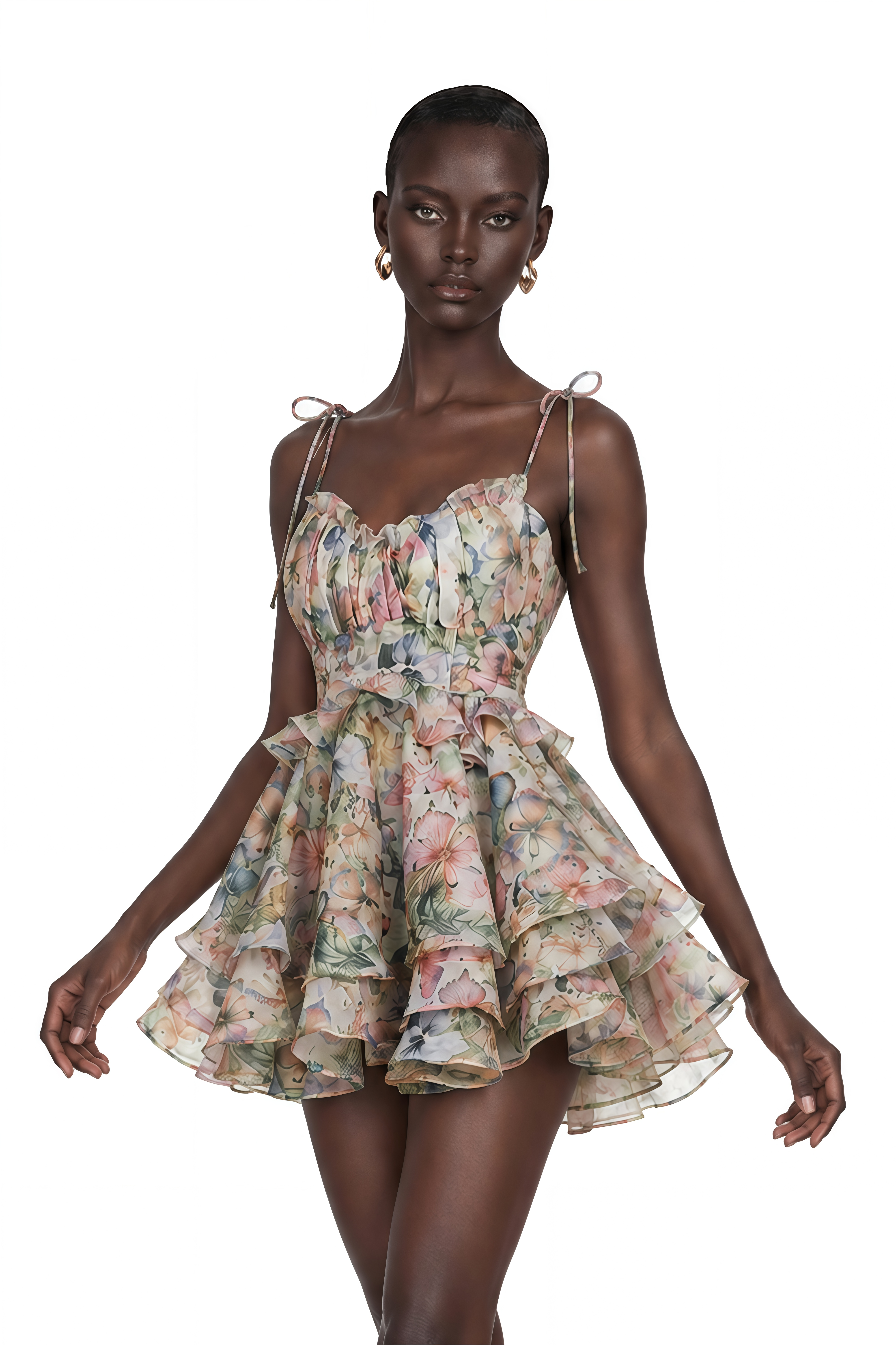 Juliette Floral Print Pleated Mini Dress