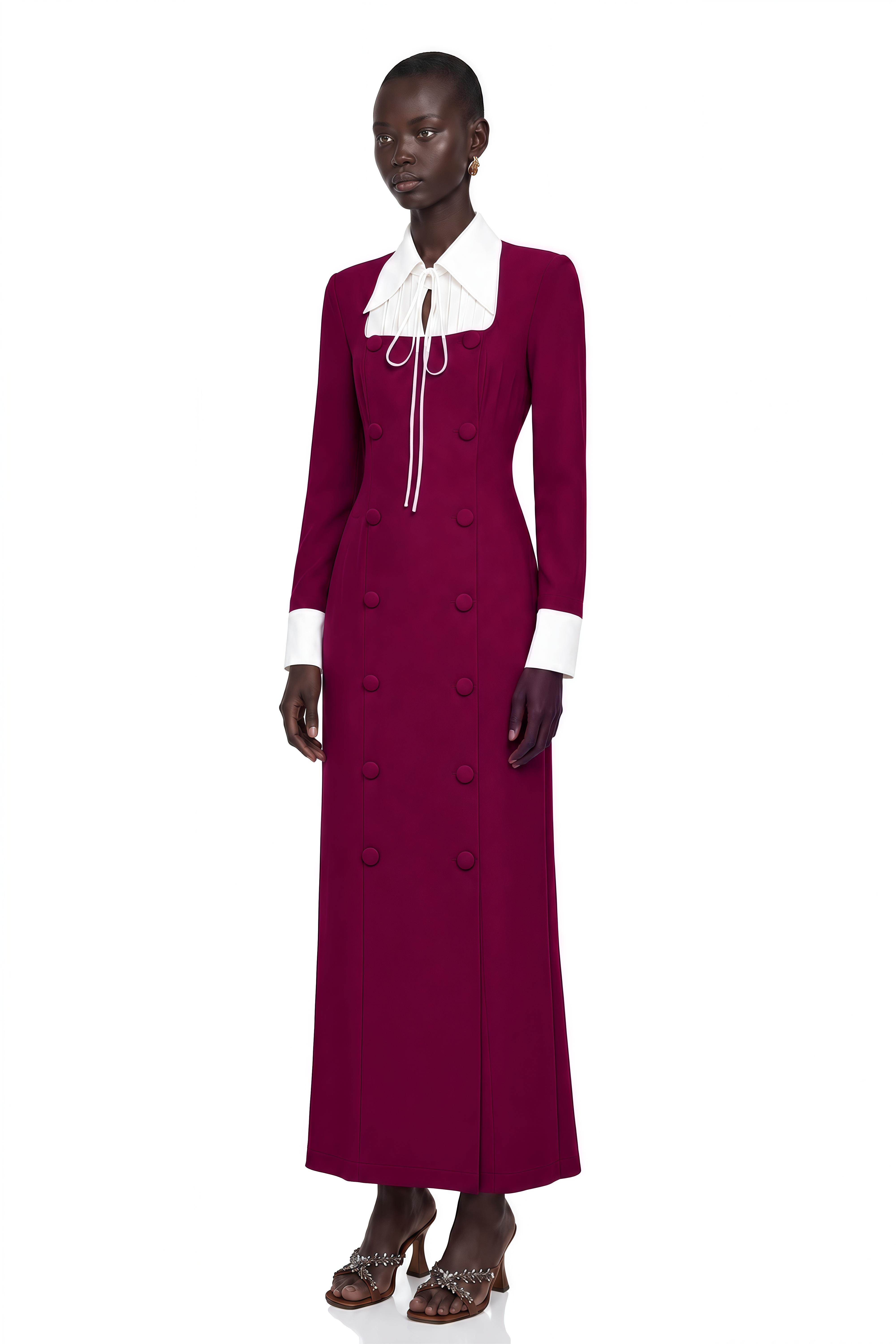 Juniper Purple Long Sleeve Color Block Maxi Dress