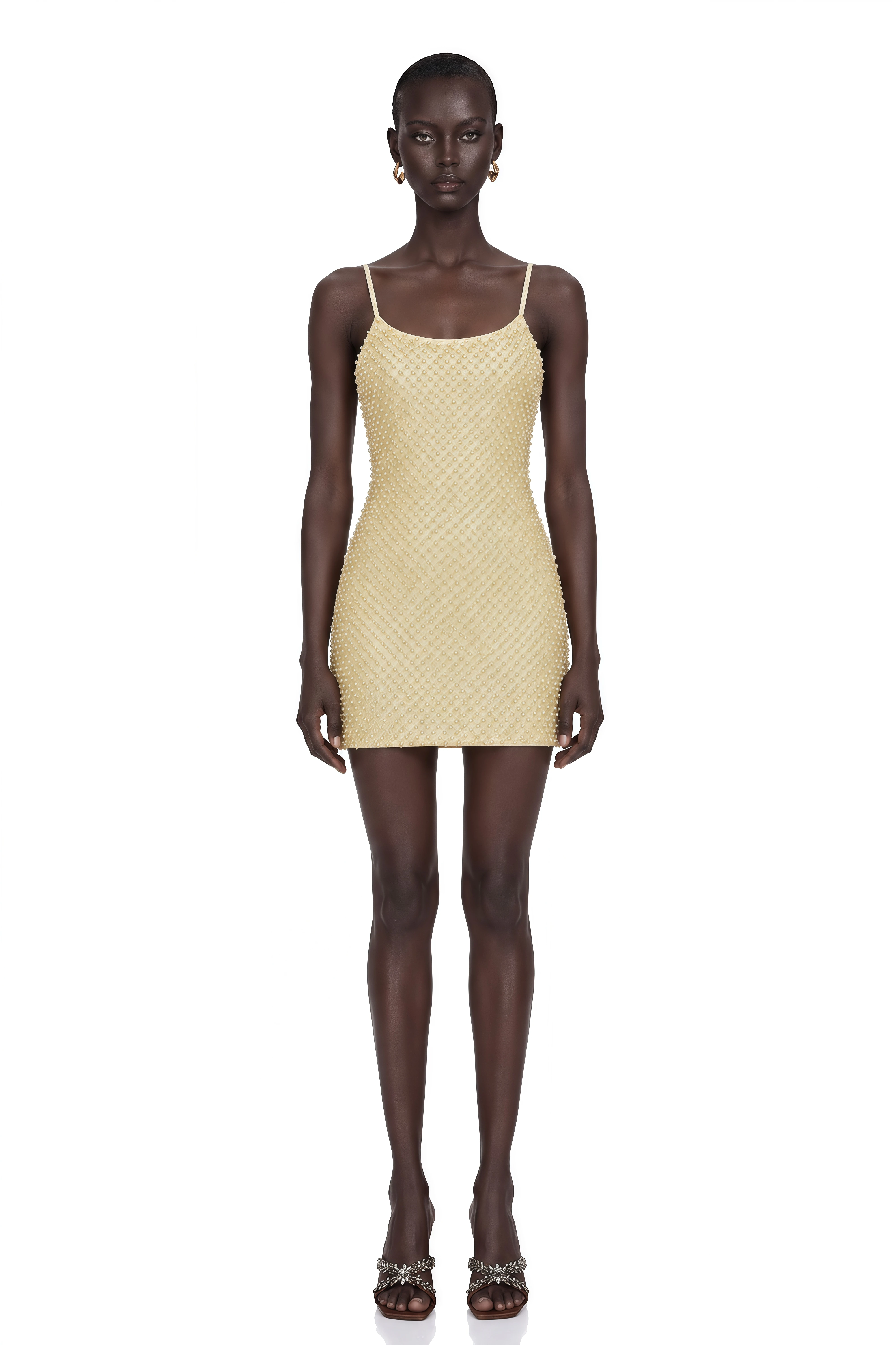 Gaia Gold Beaded Bodycon Mini Dress