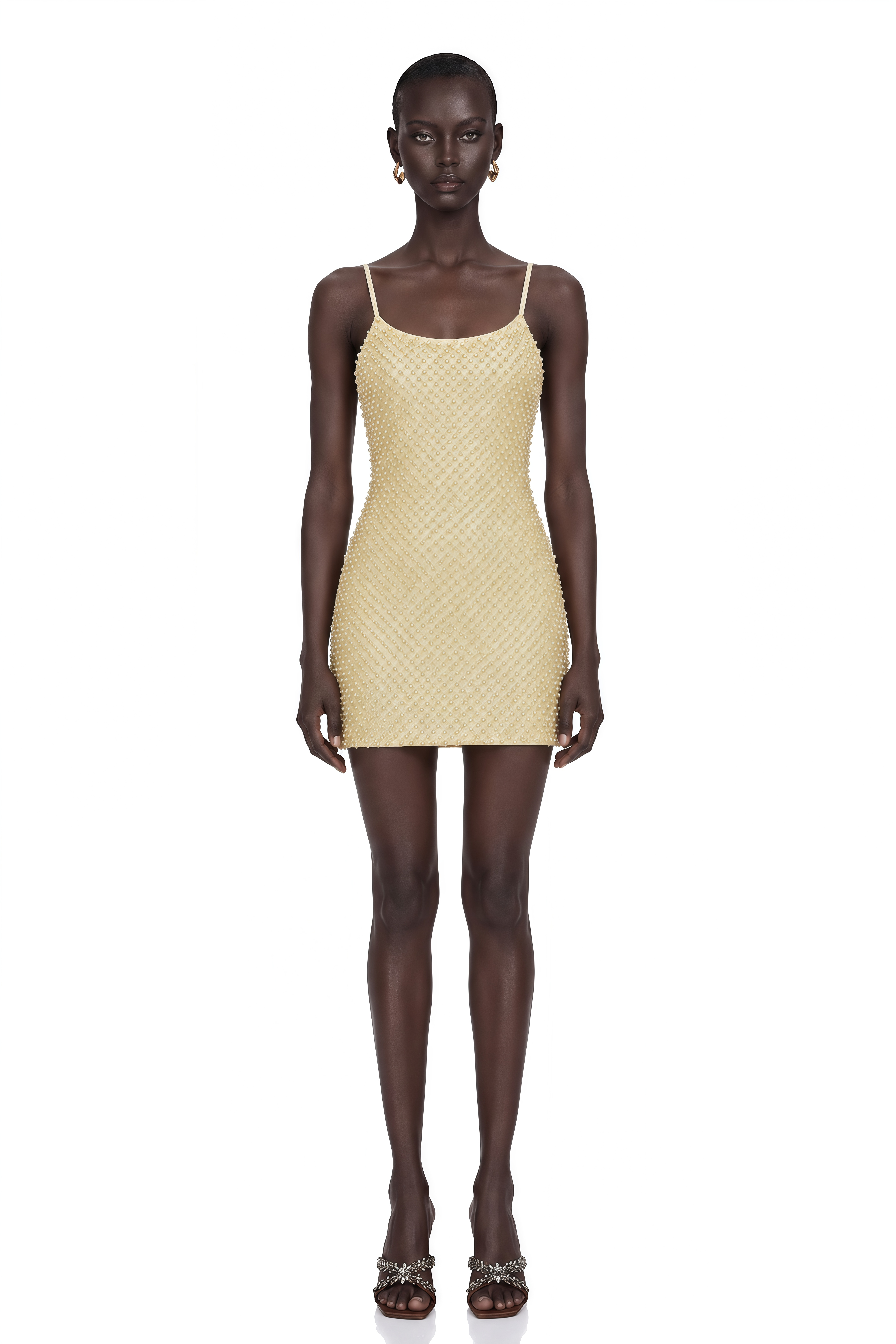 Gaia Gold Beaded Bodycon Mini Dress