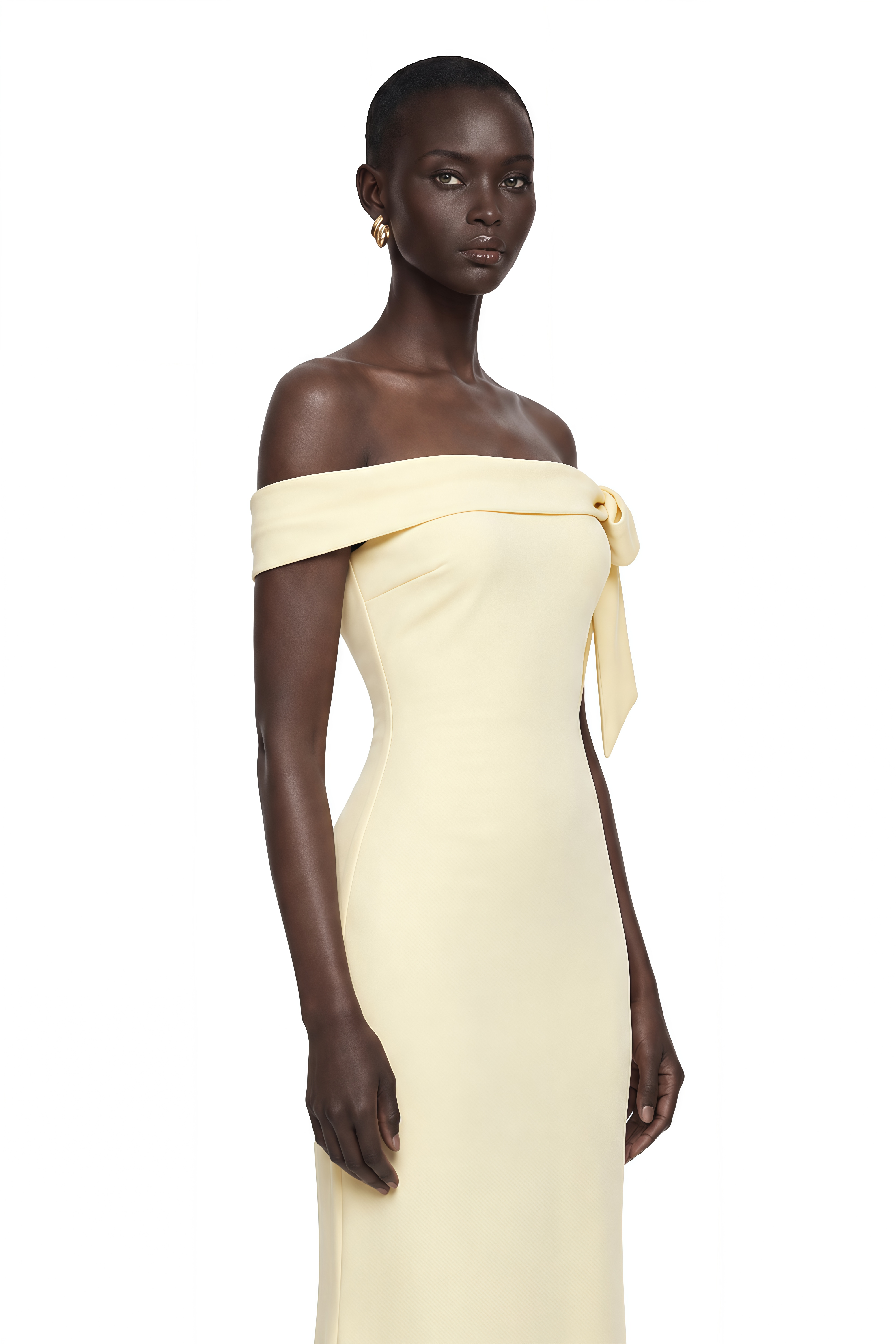 Kore Yellow Off Shoulder Maxi Dress with Bow