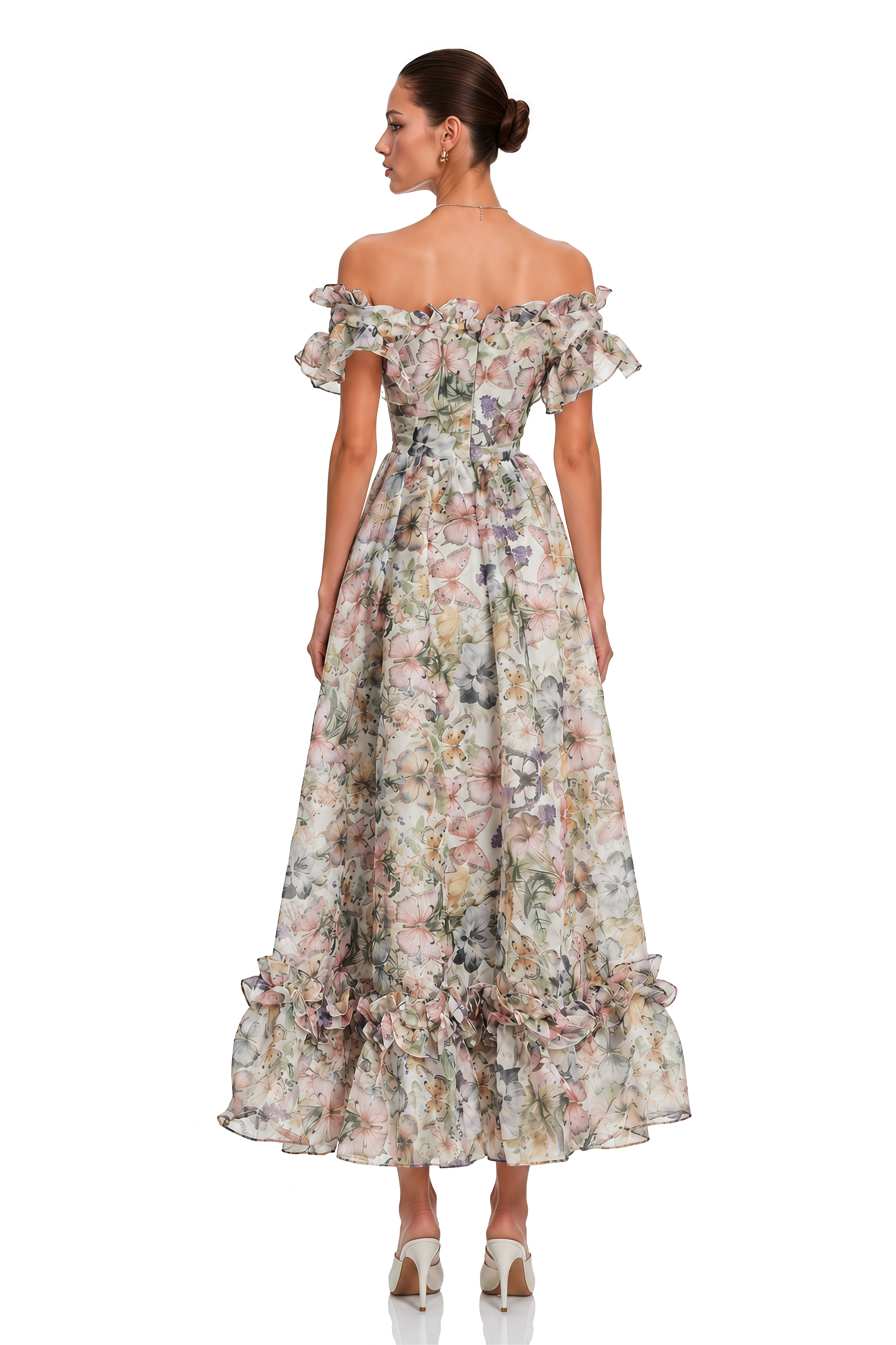 Margaux Off-Shoulder Ruffled Midi Dress