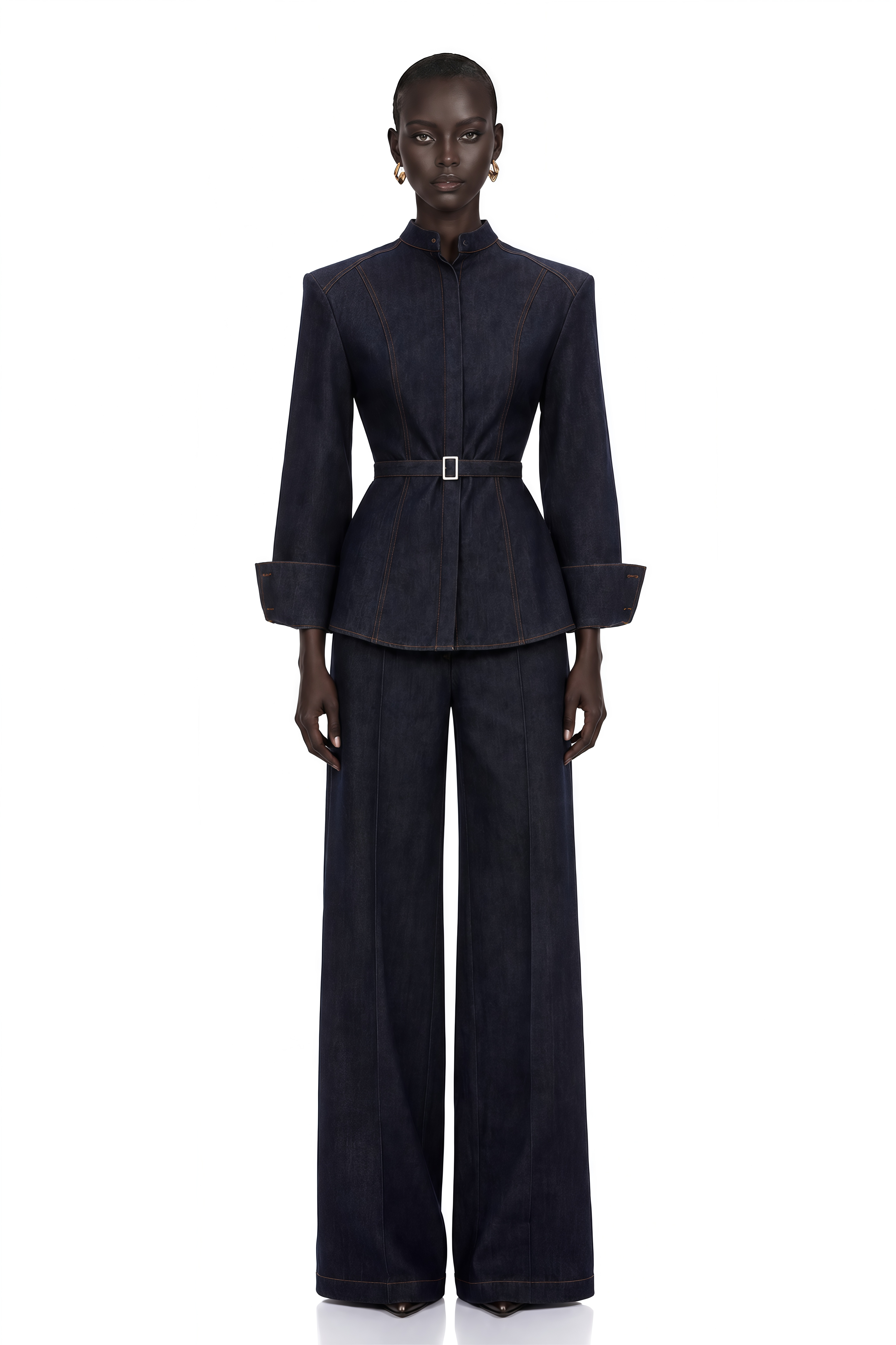 Thaddeus Blue Belted Blazer & Trousers Set