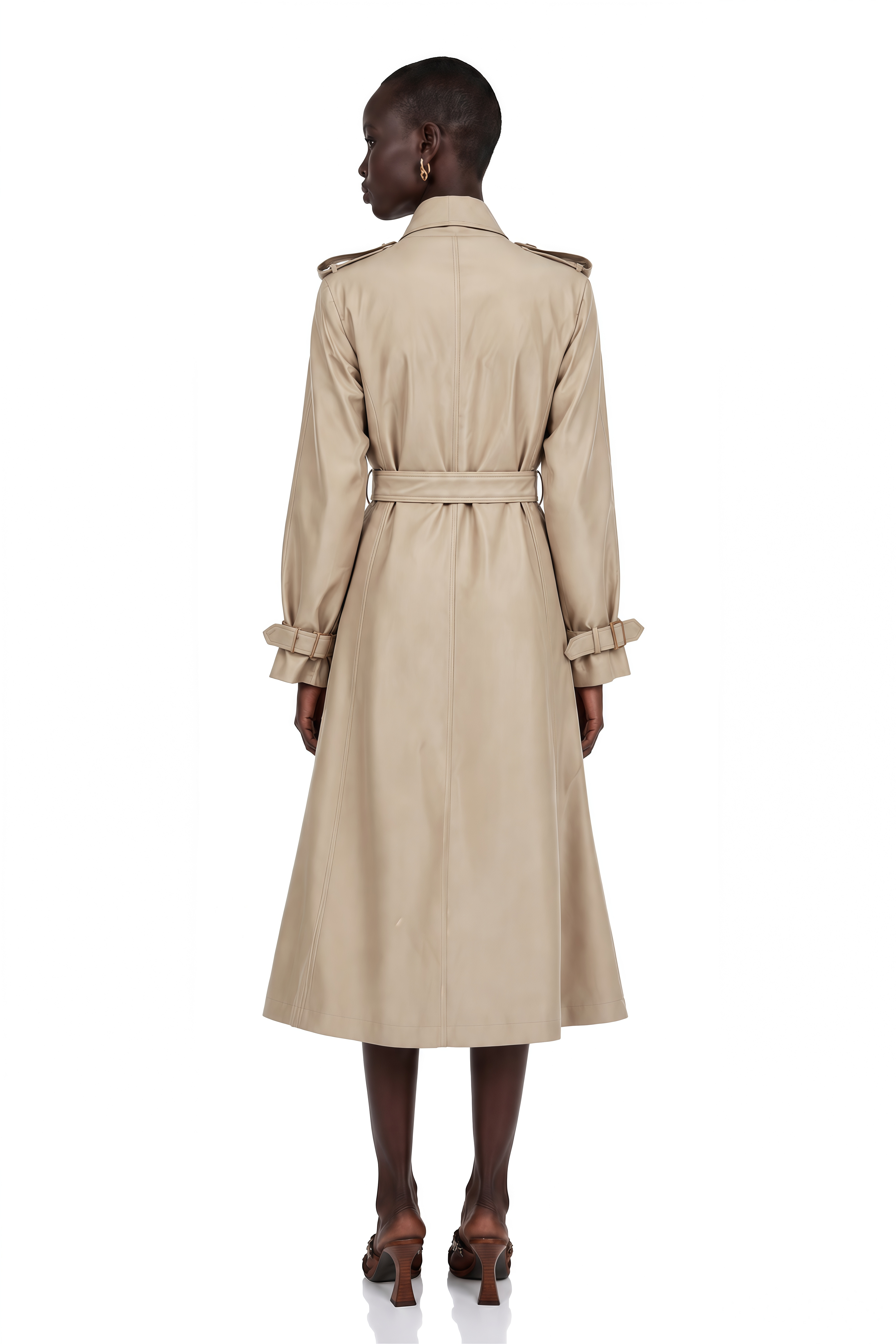 Szabina Khaki Asymmetrical Short Trench Coat