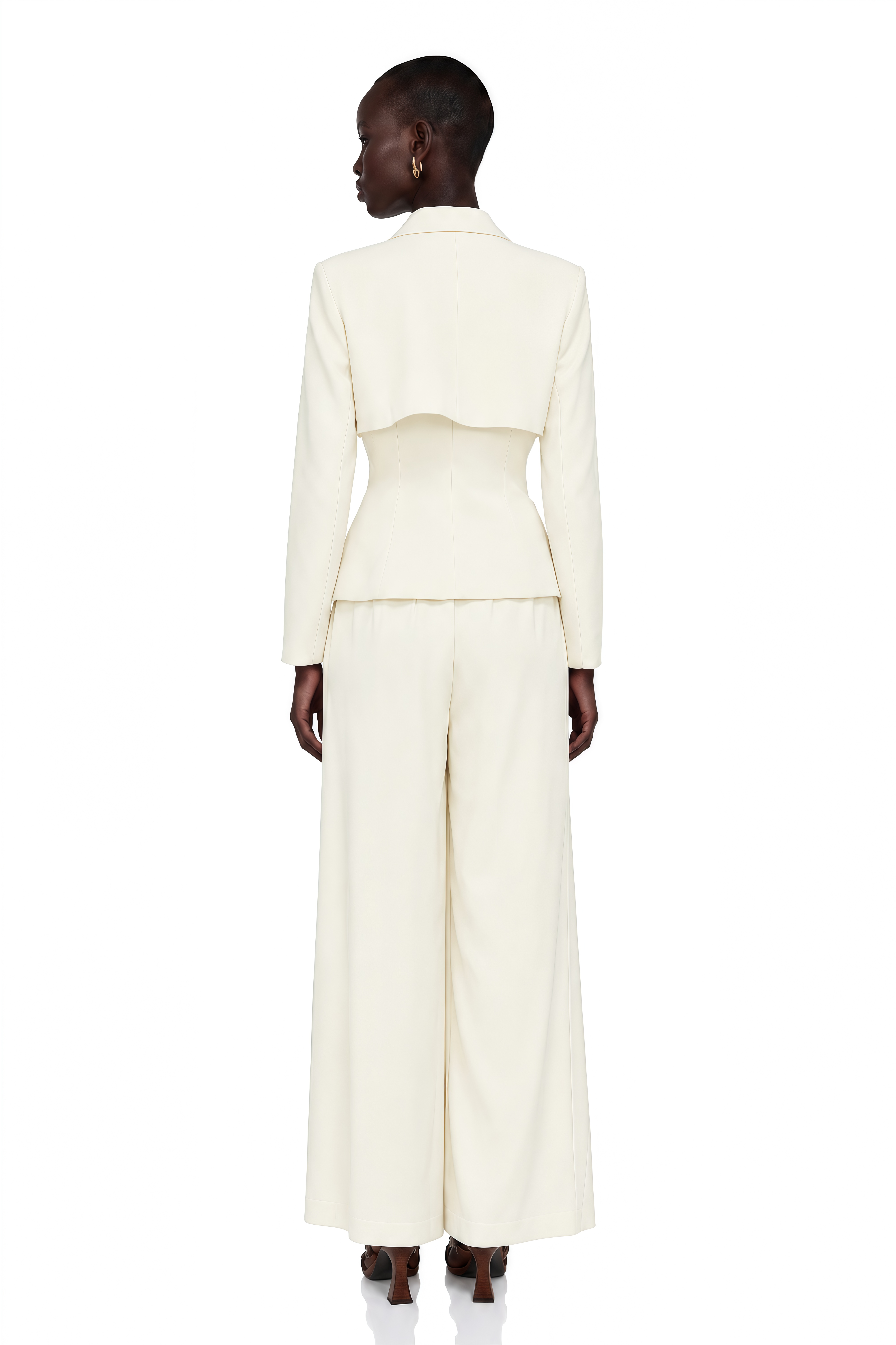 Teresa Neutral 3D Petal Blazer & Trousers Set