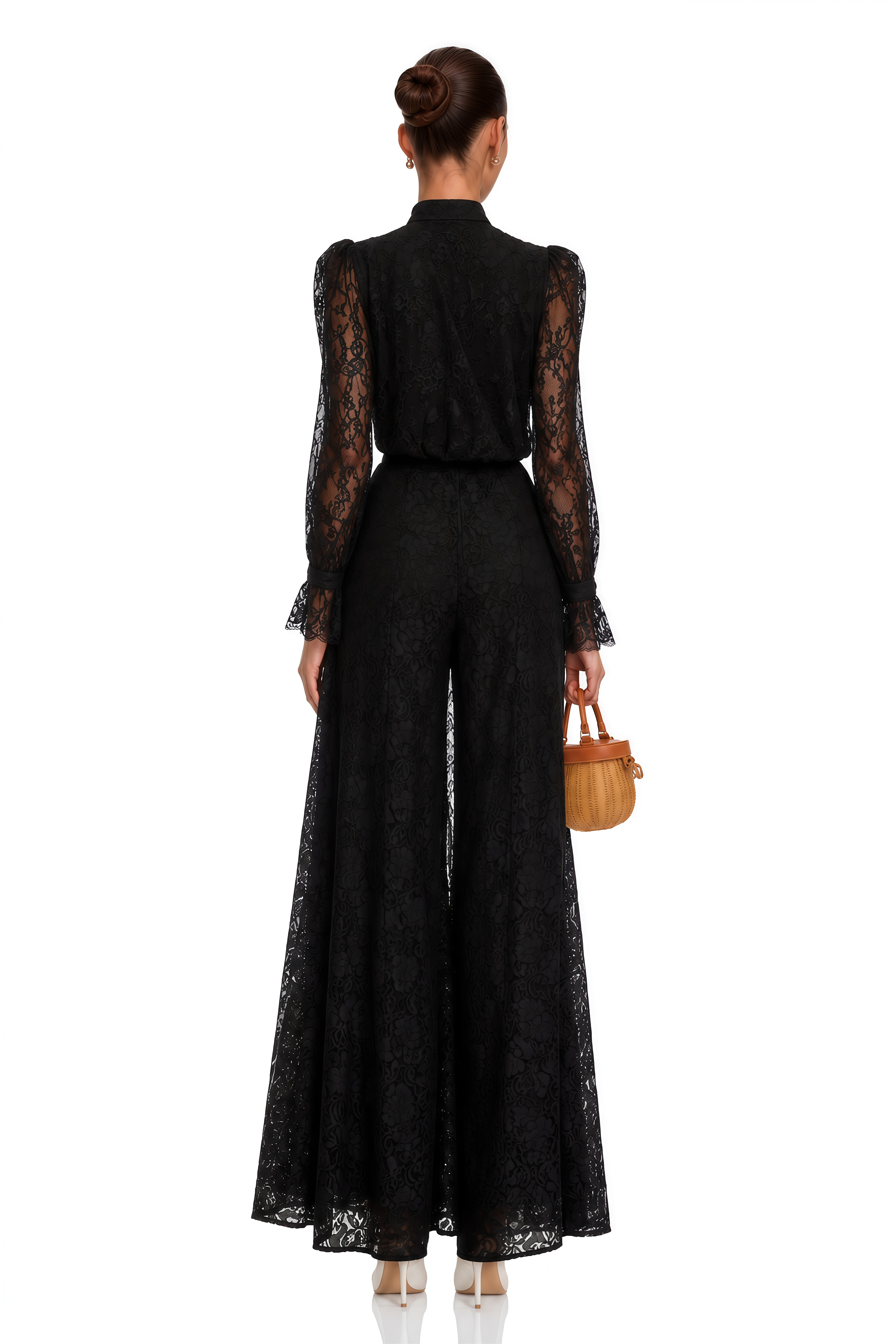 Brigitte Black High Neck Ruched Blouse