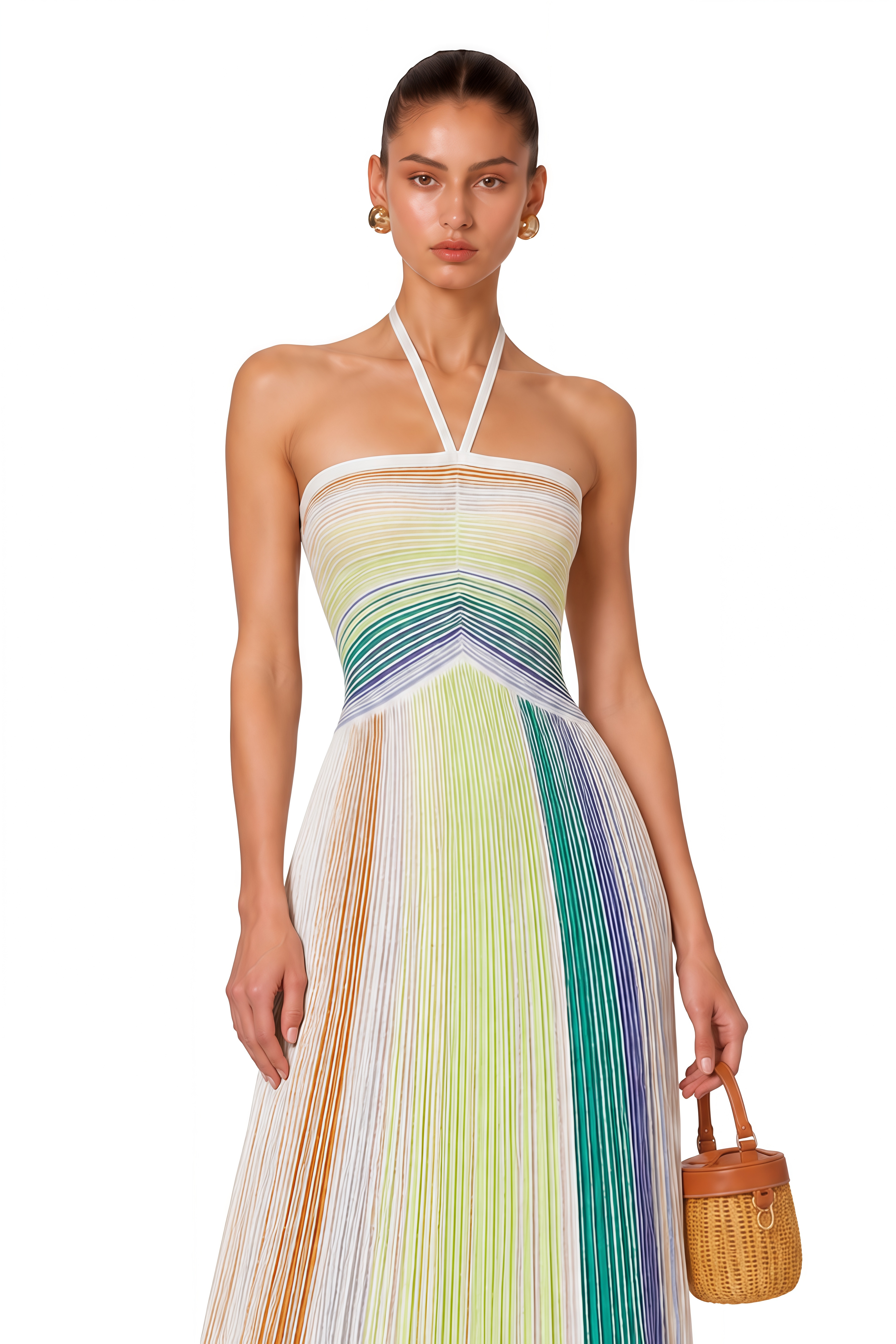 Serelith Metallic Knit Backless Maxi Dress