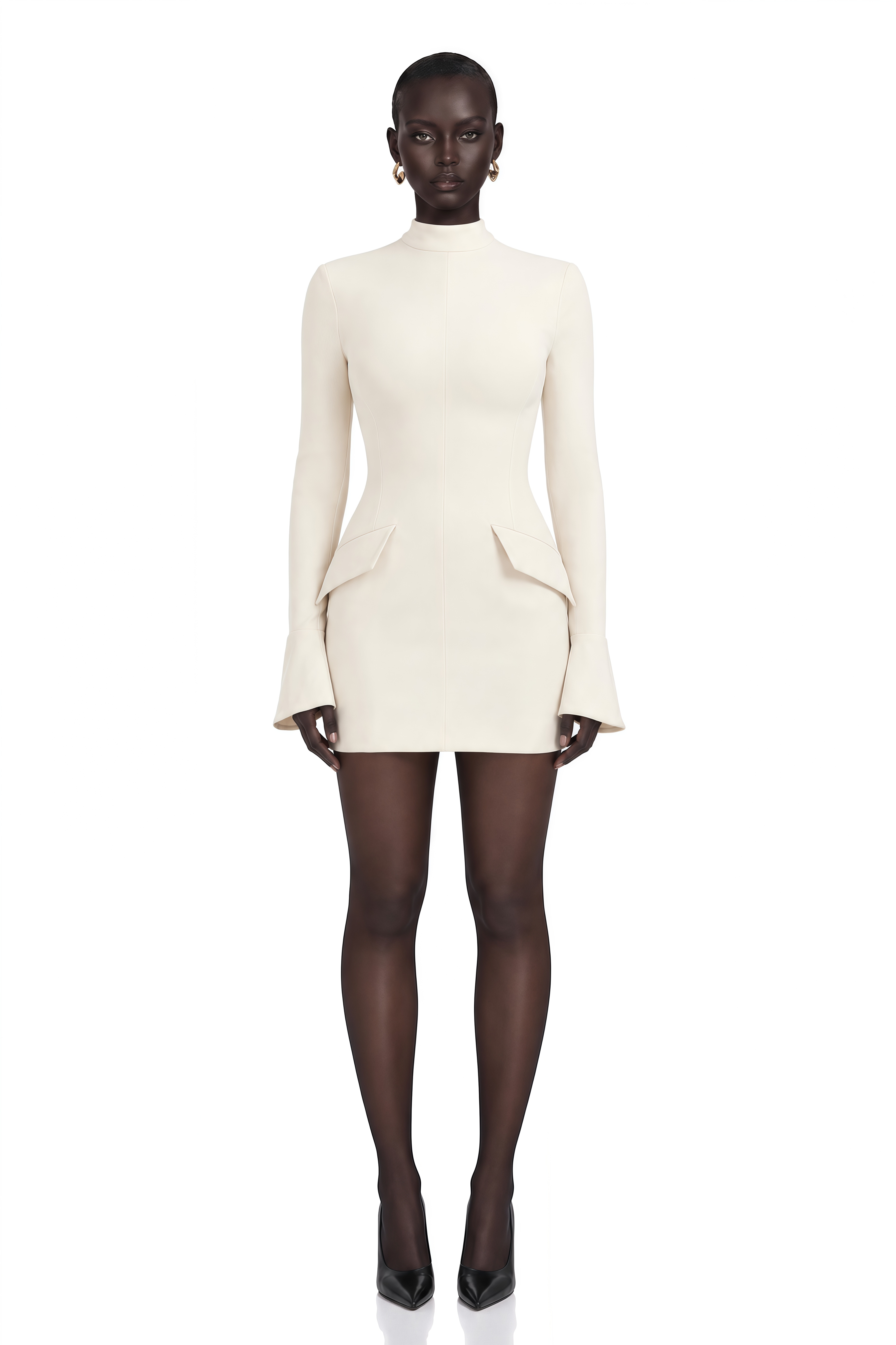 Chloé Cream-White Fitted Mini Dress