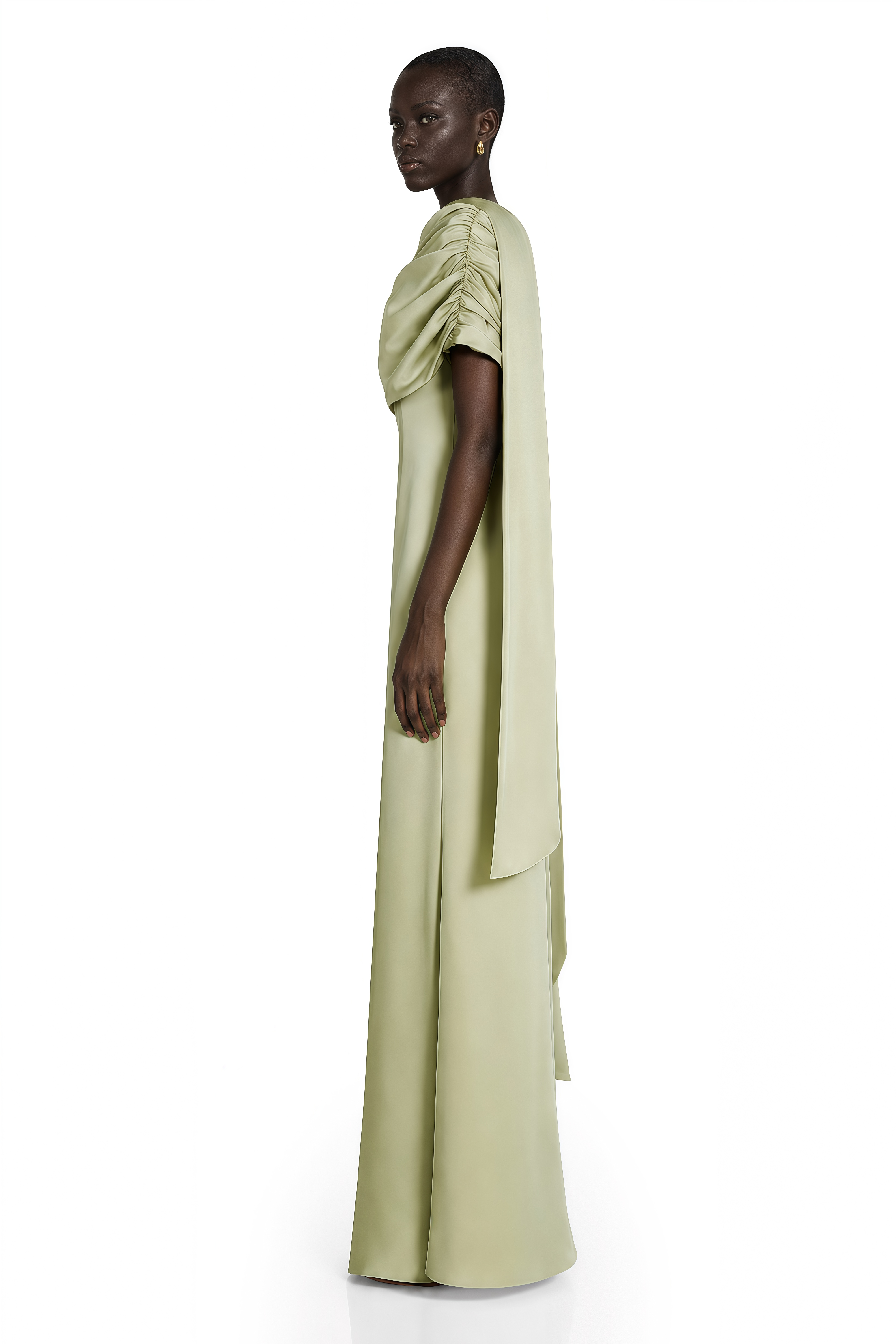 ベネデッタグリーン ワンショルダー サテン マキシドレス　miss rosier Benedetta Green One Shoulder Satin Maxi Dress – Miss Rosier