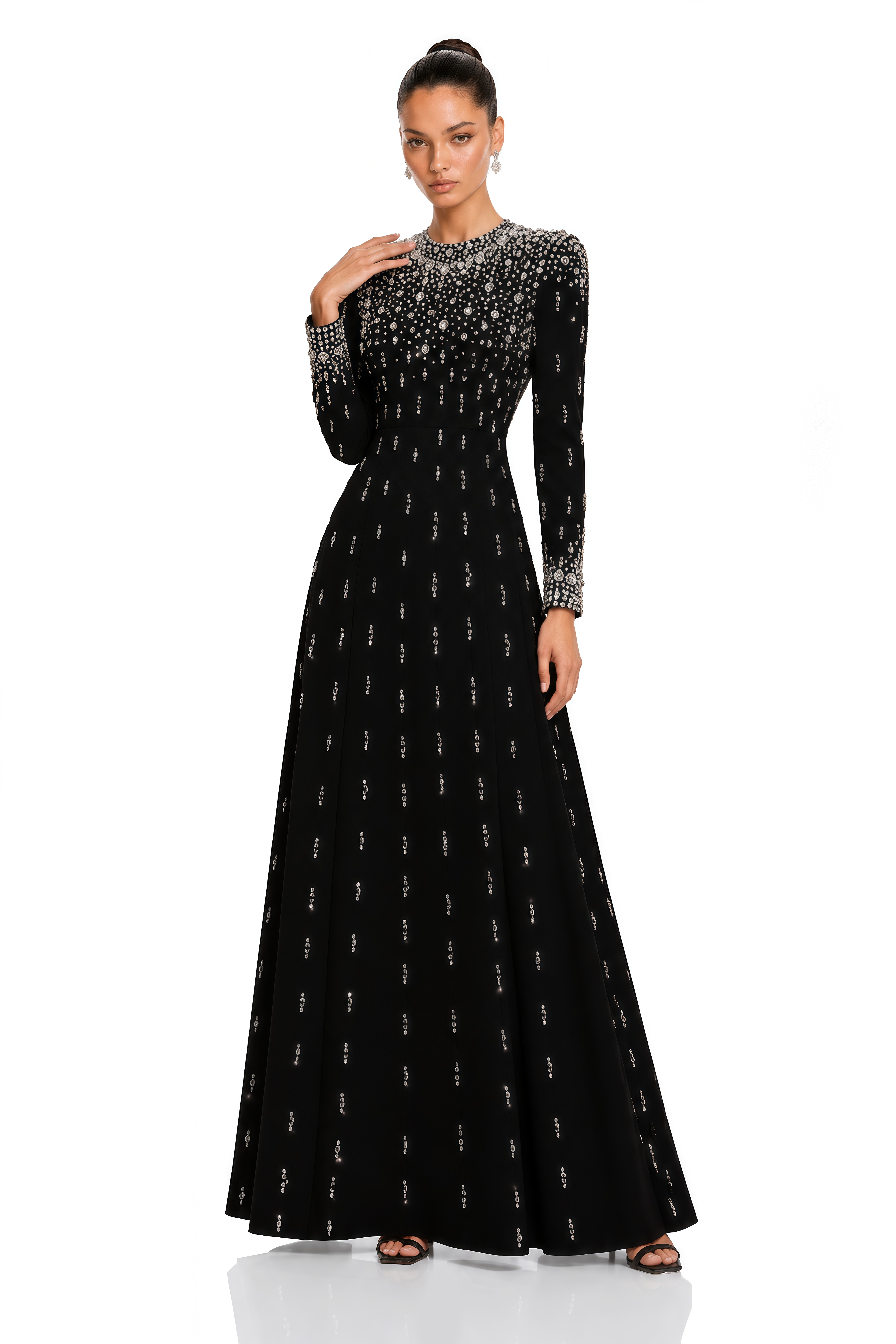 Margarita Black Embellished Maxi Dress