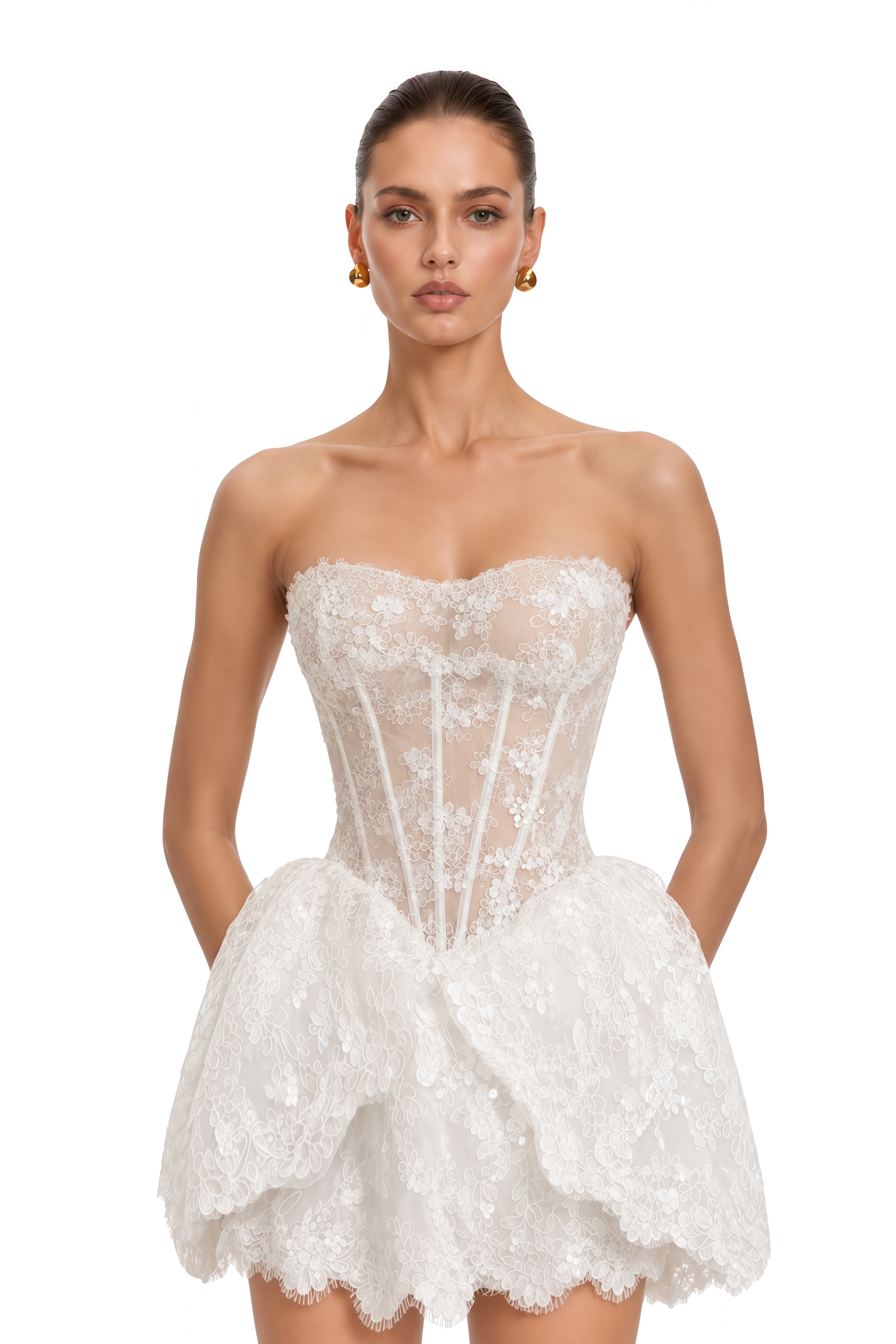 Apolline White Floral Embroidered Mini Dress