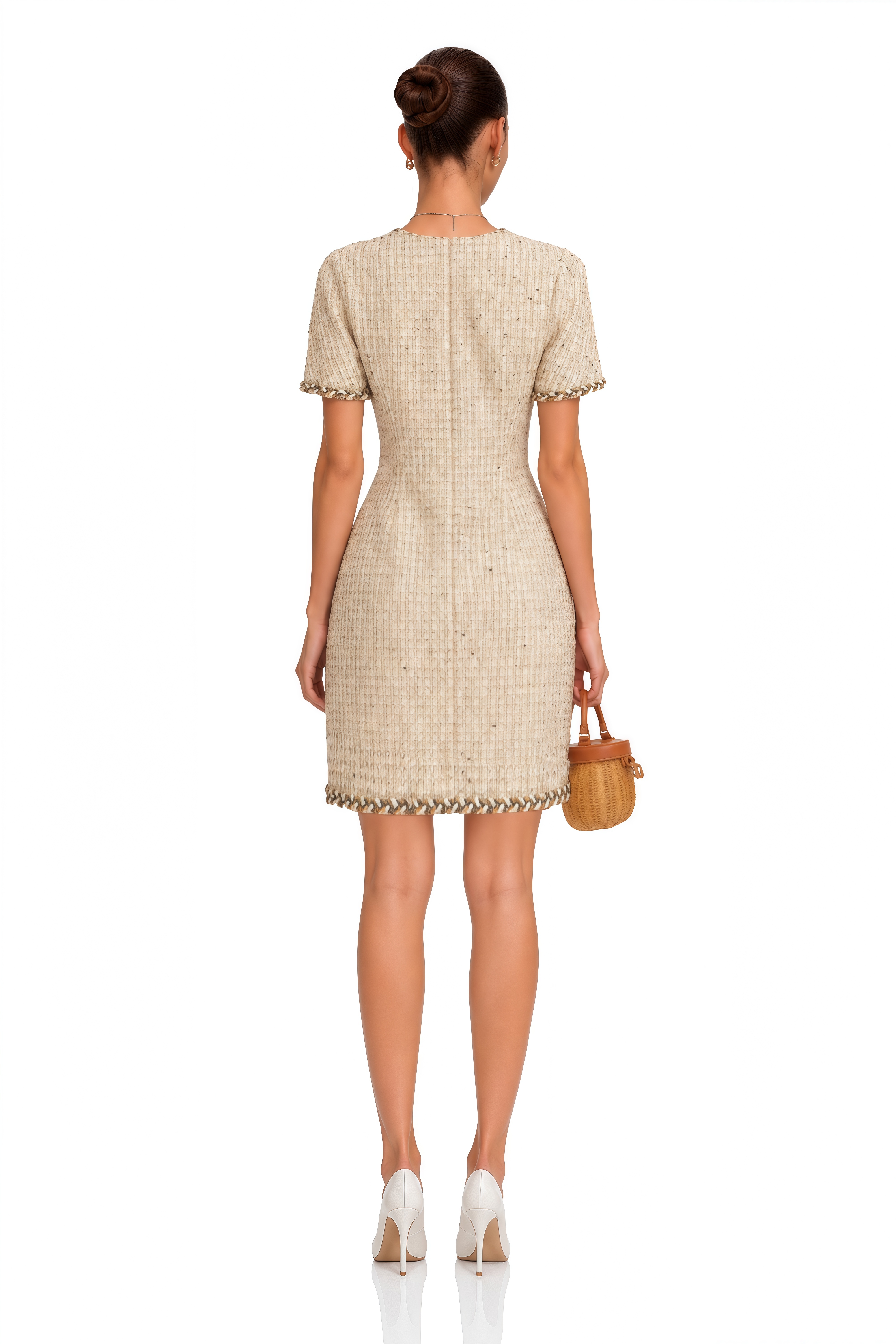 Énergie Neutral A-Line Tweed Mini Dress