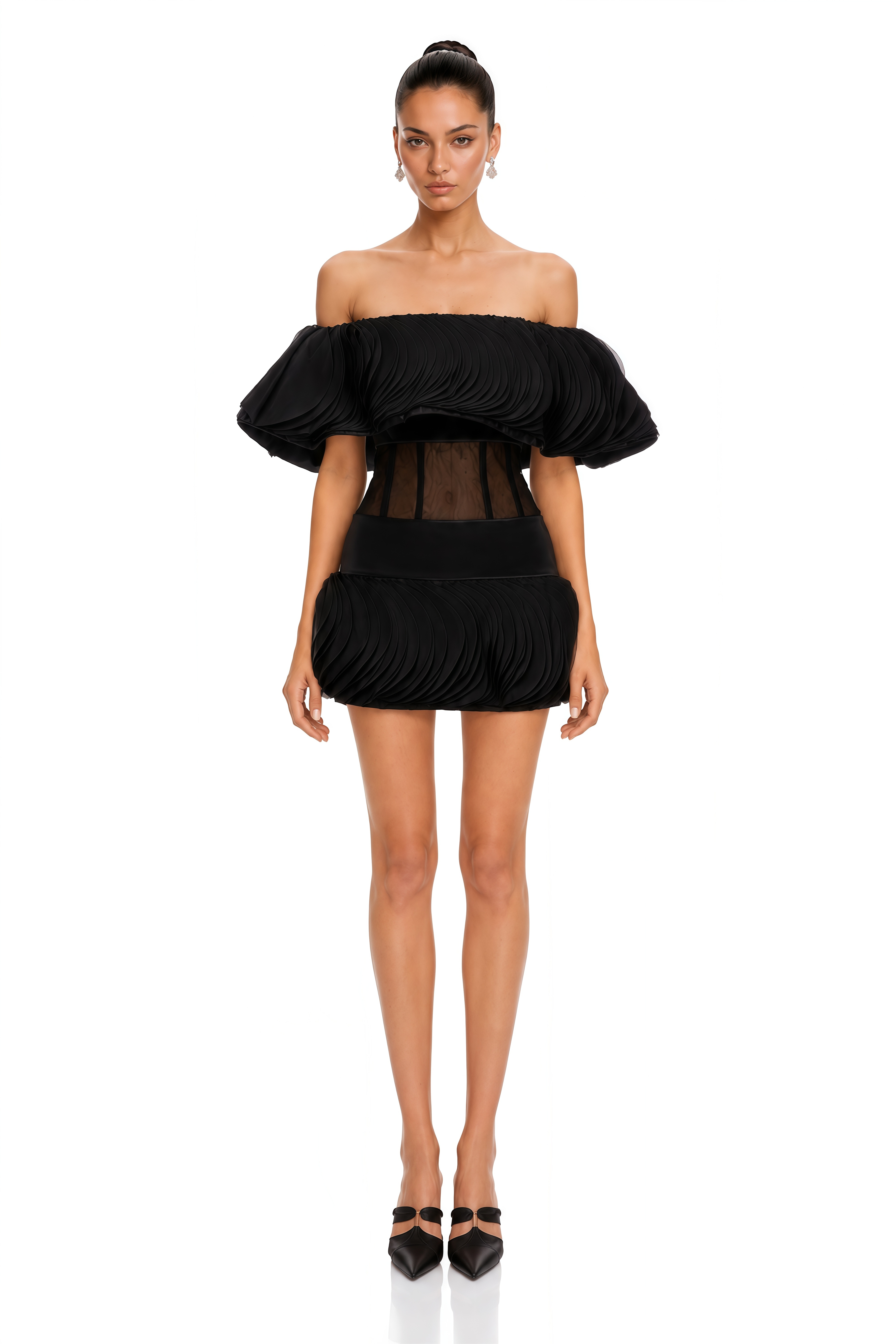 Mabel Black Layered Ruffled Mini Dress