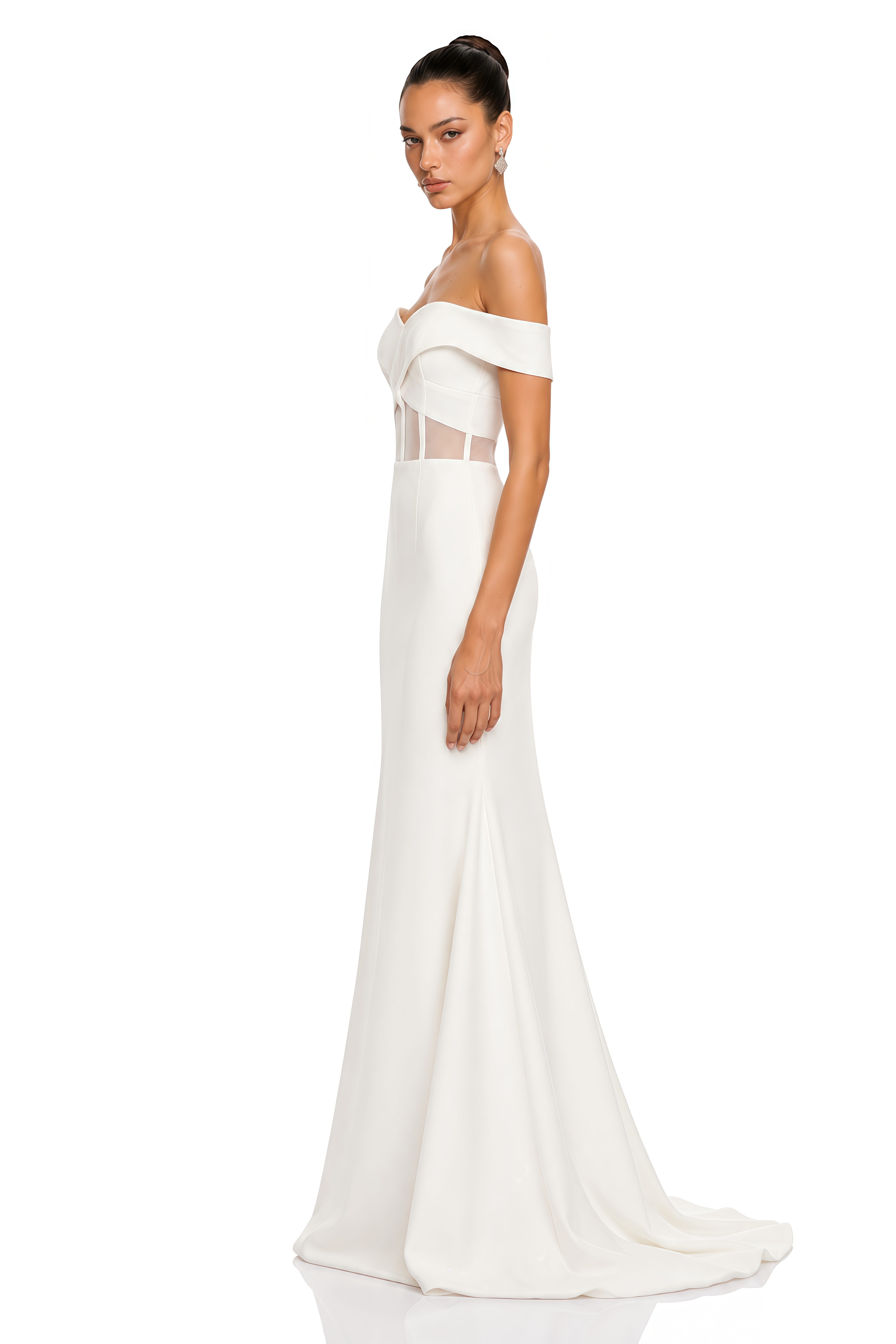 Ingrid White Off Shoulder Mermaid Maxi Dress
