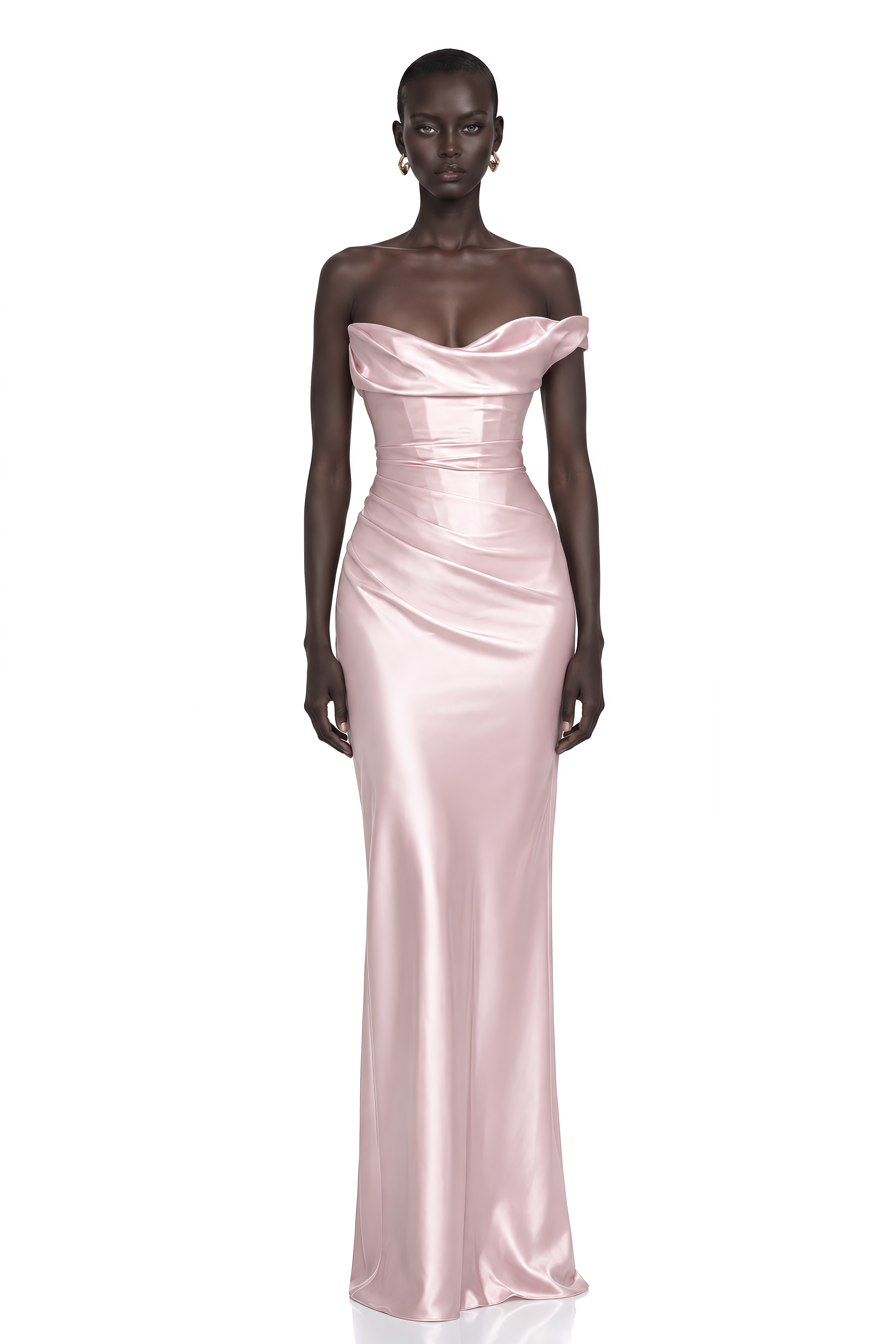 Hannah Pink One Shoulder Satin Maxi Dress