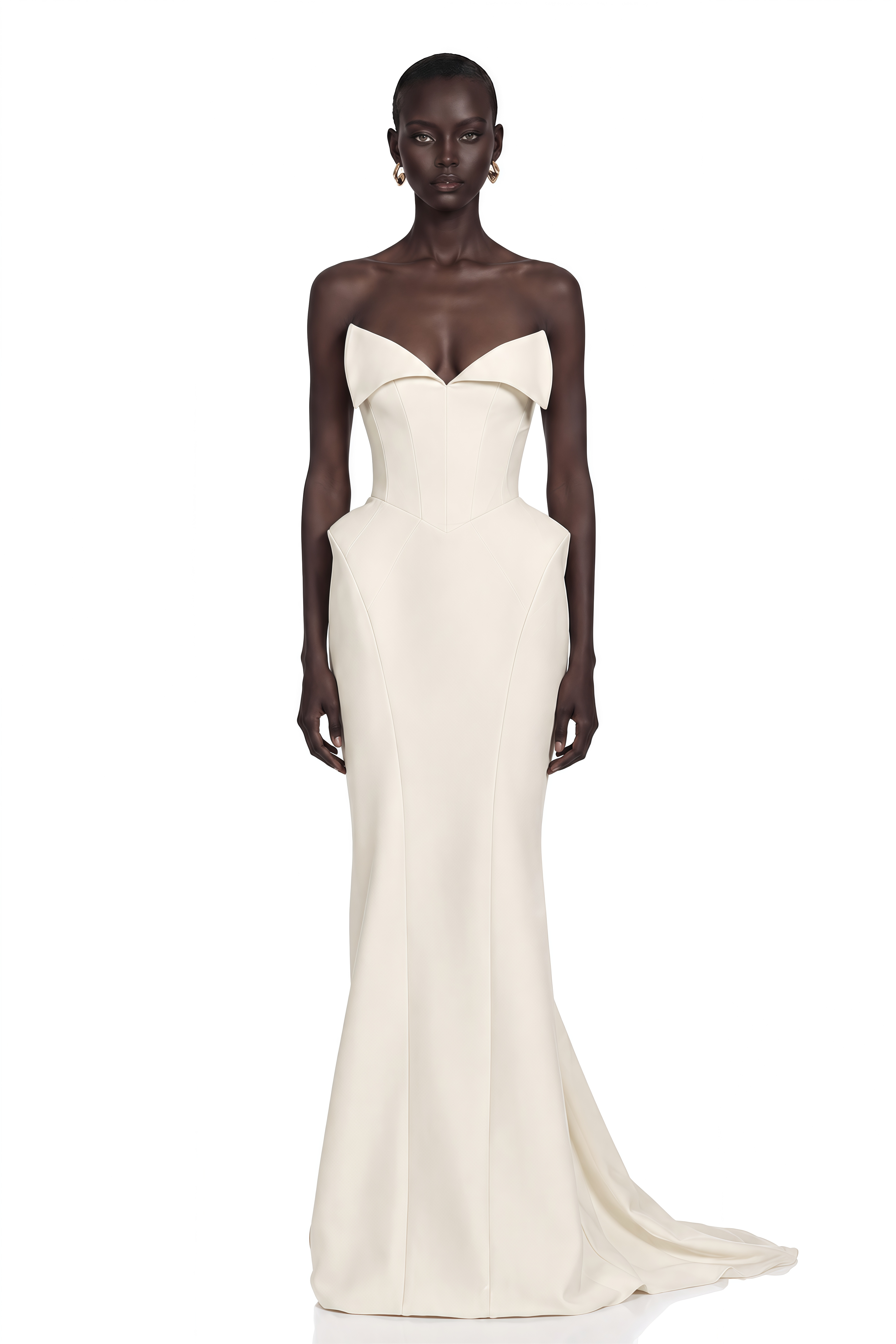 Alba White Barrel Waist Corset Maxi Dress
