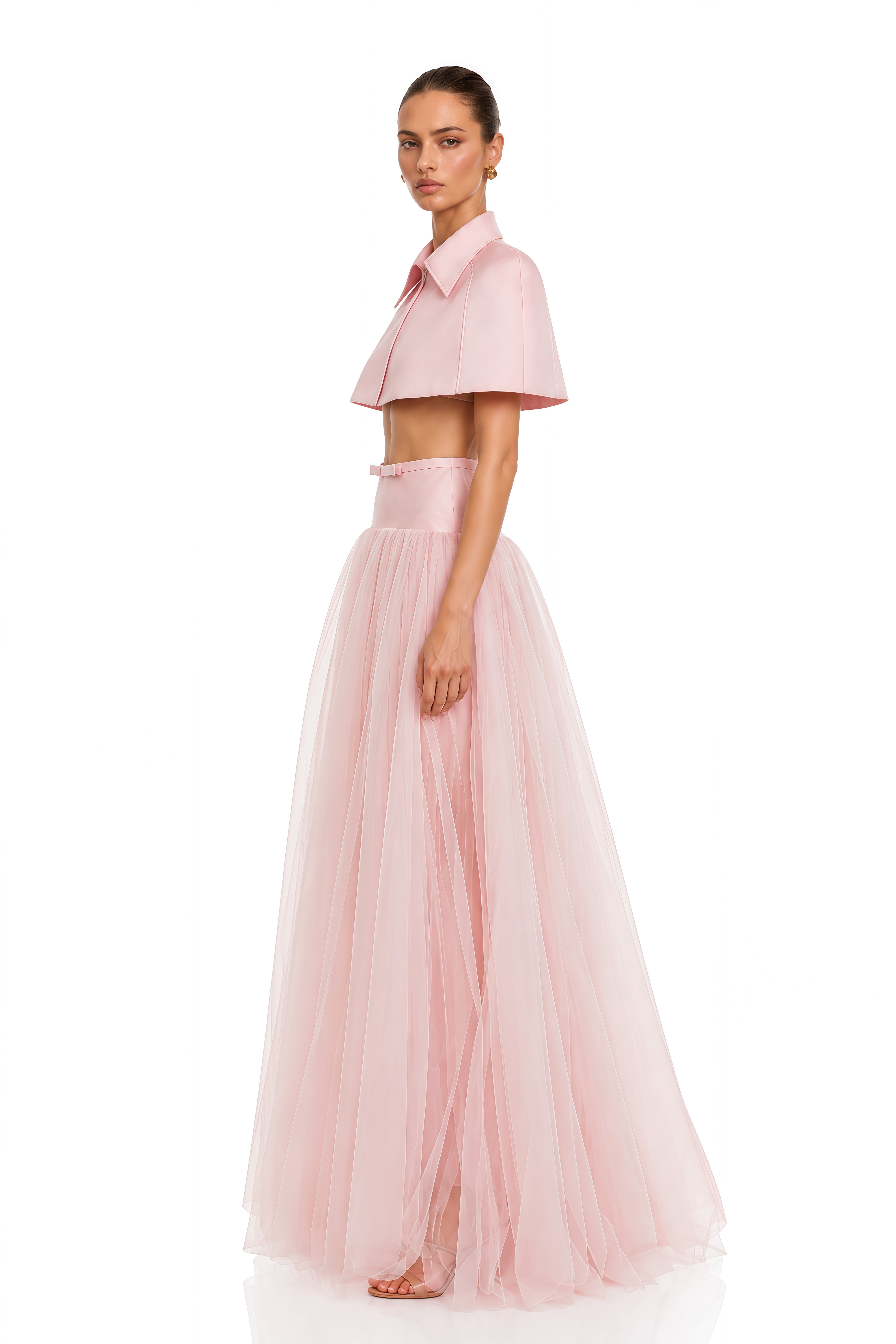 Clara Pink Cape Top & Tulle Skirt Set