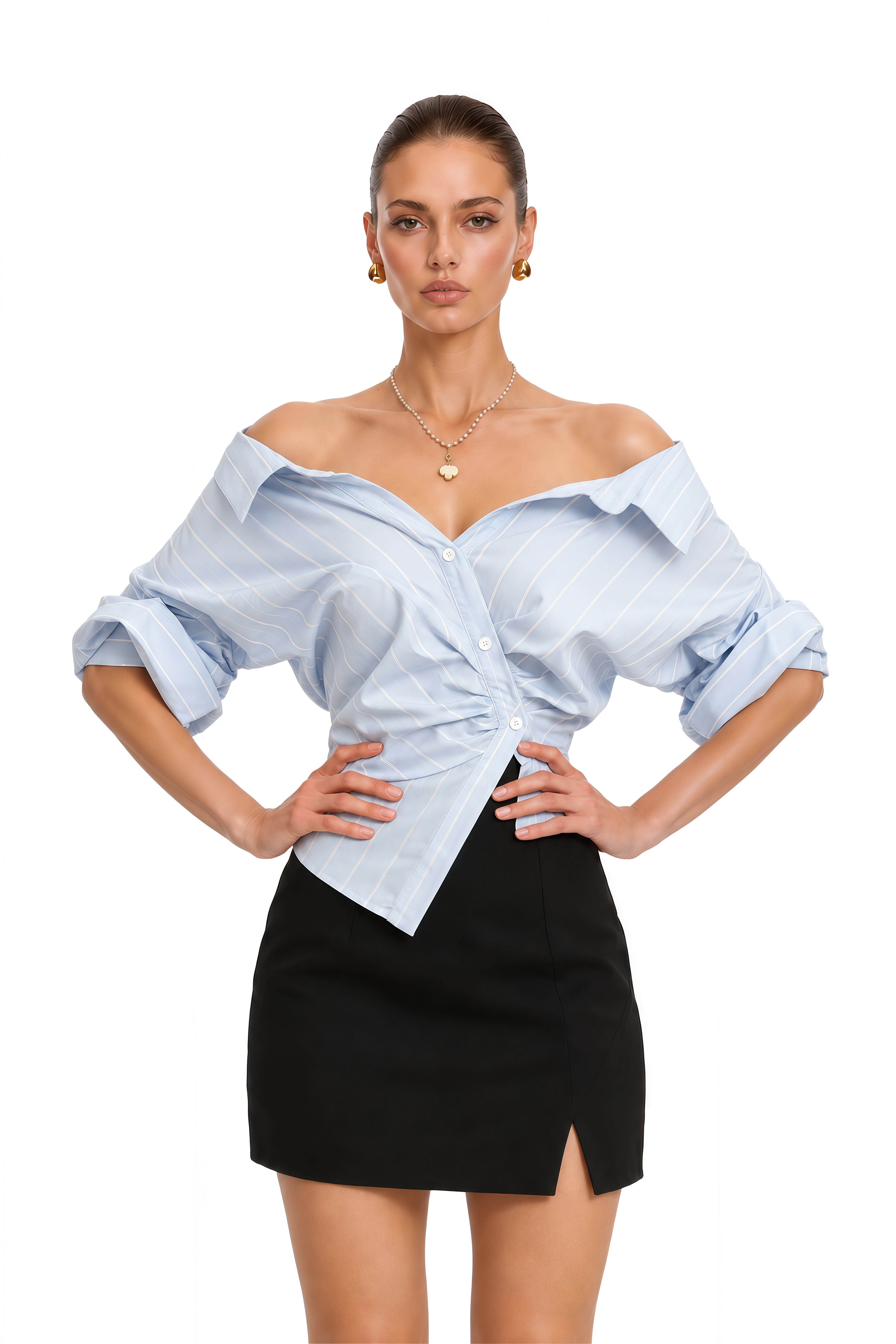 Hélène Striped Off-Shoulder Blouse