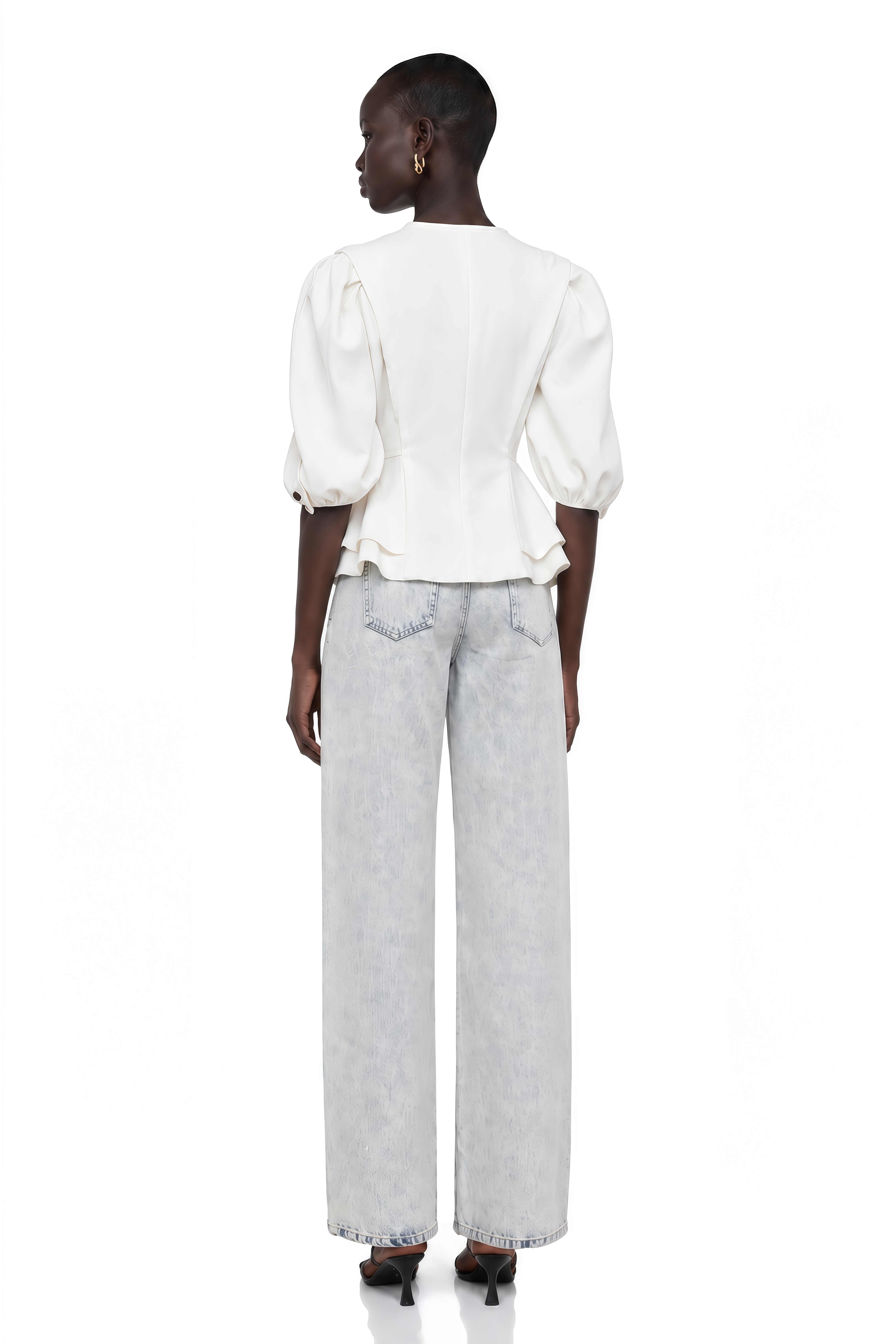 Gwenaëlle White Peplum Waist Blouse