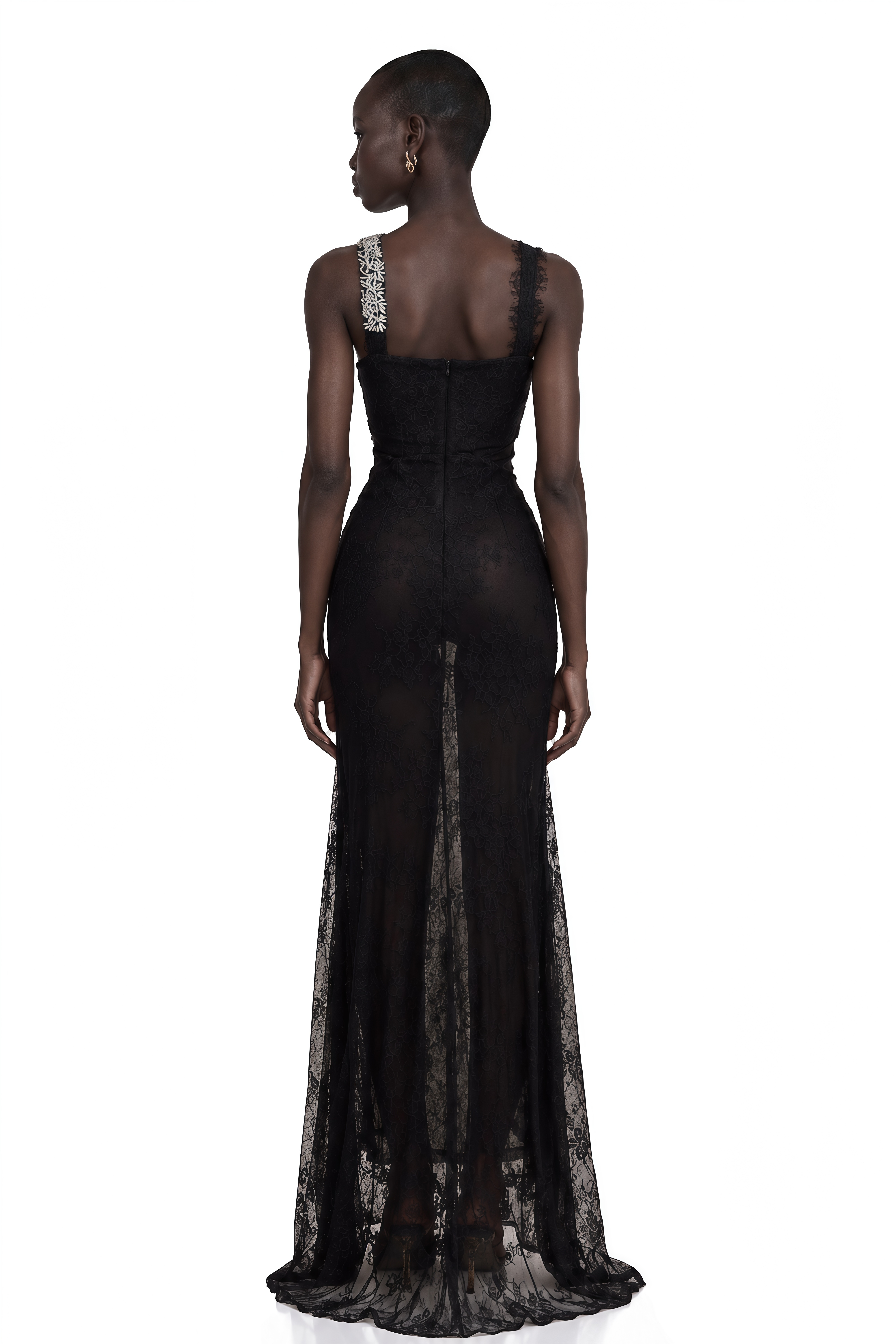 Irène Black Crossover Crystal-Embellished Maxi Dress