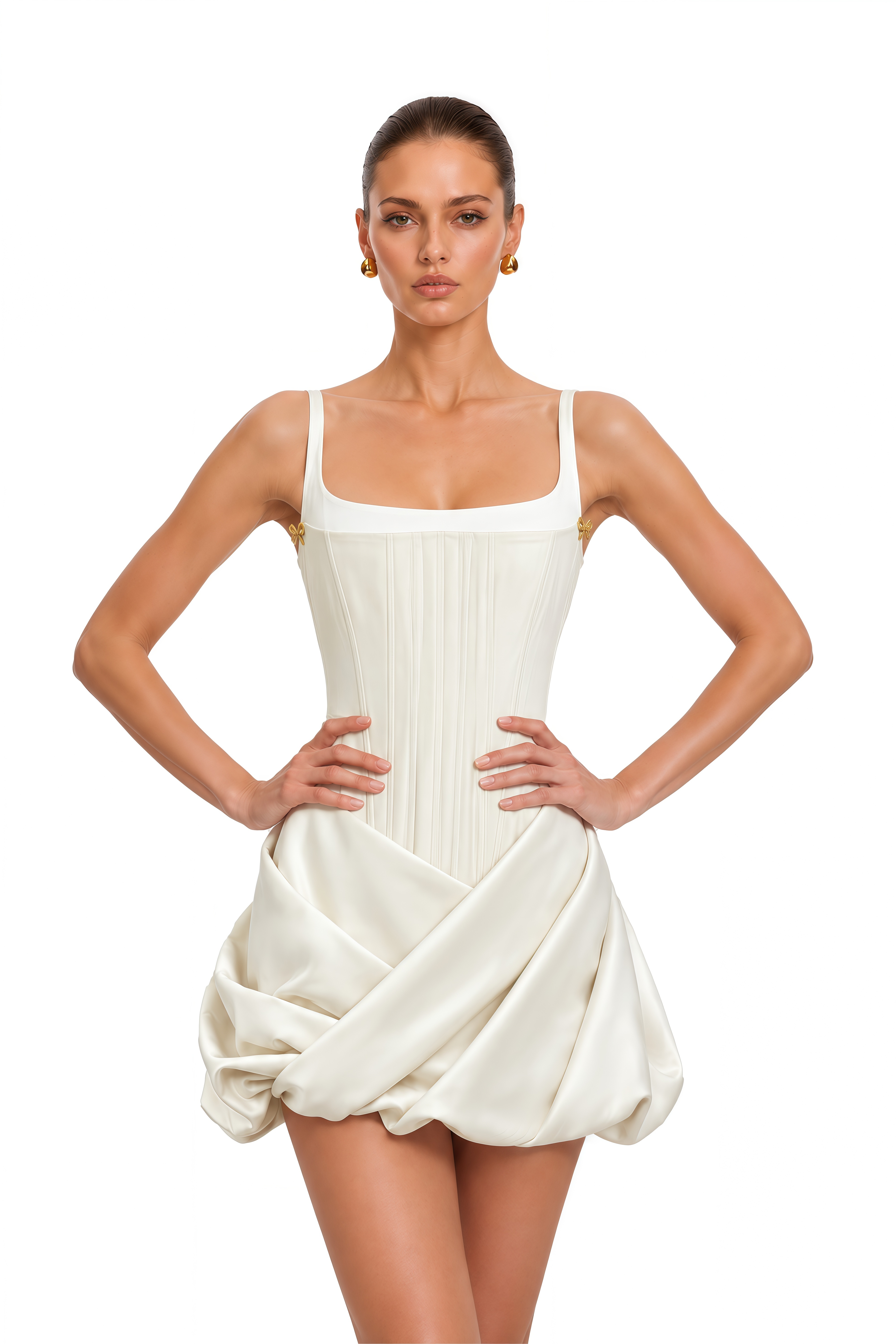 Inaya Neutral Panel Corset Mini Dress