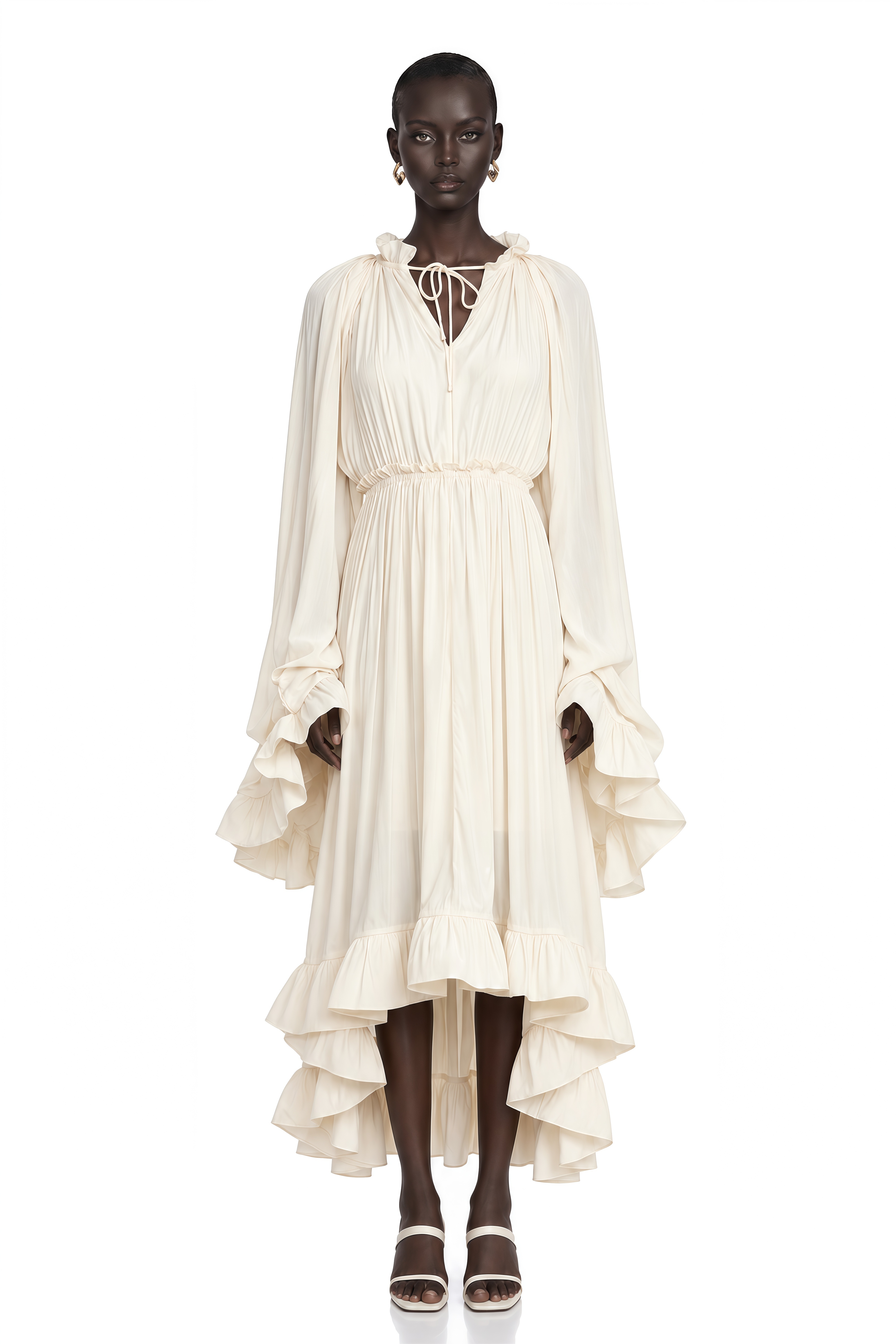 Charlene cape-design midi dress