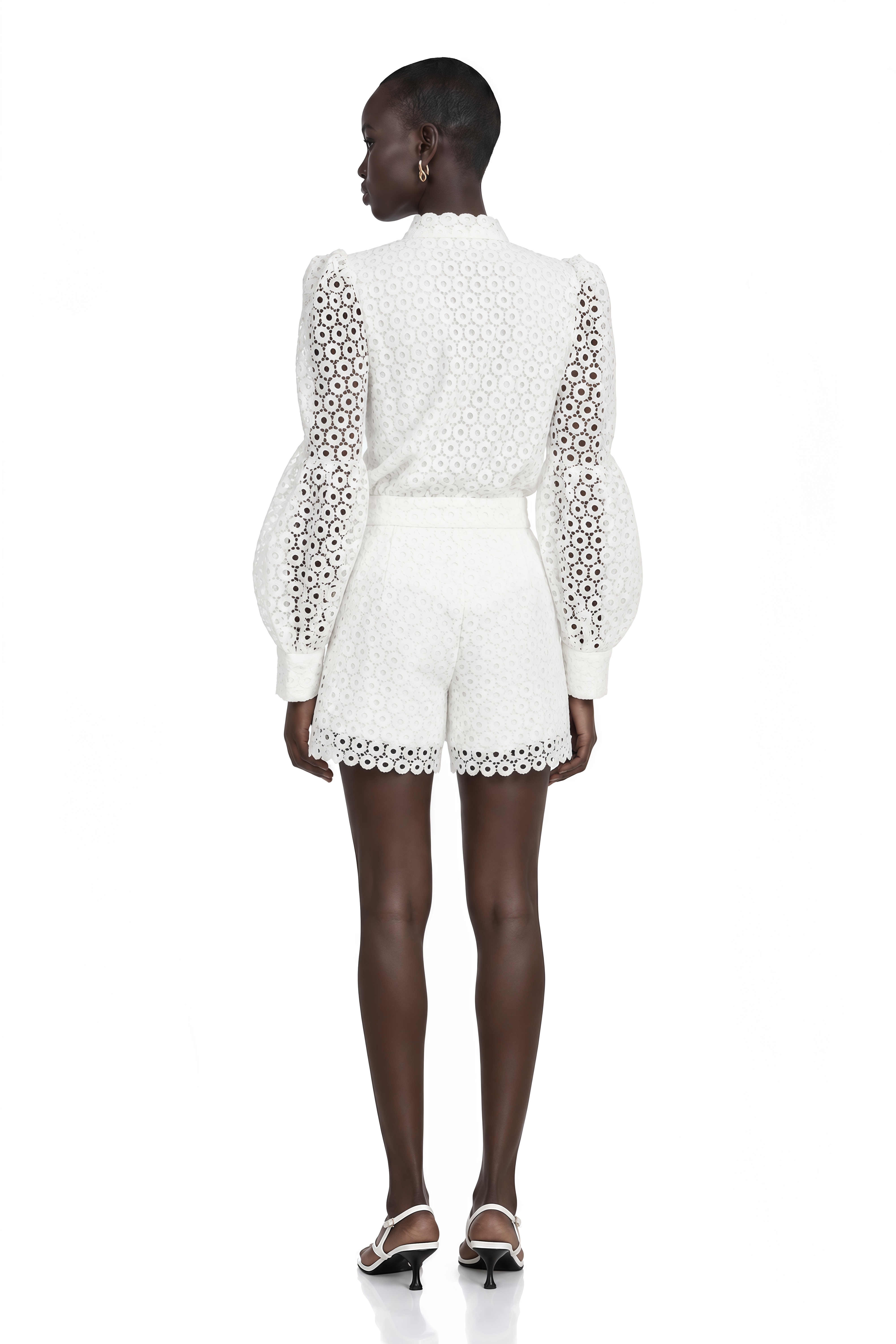 Calla Faux-Flower Cut-Out Blouse & Shorts Matching Set