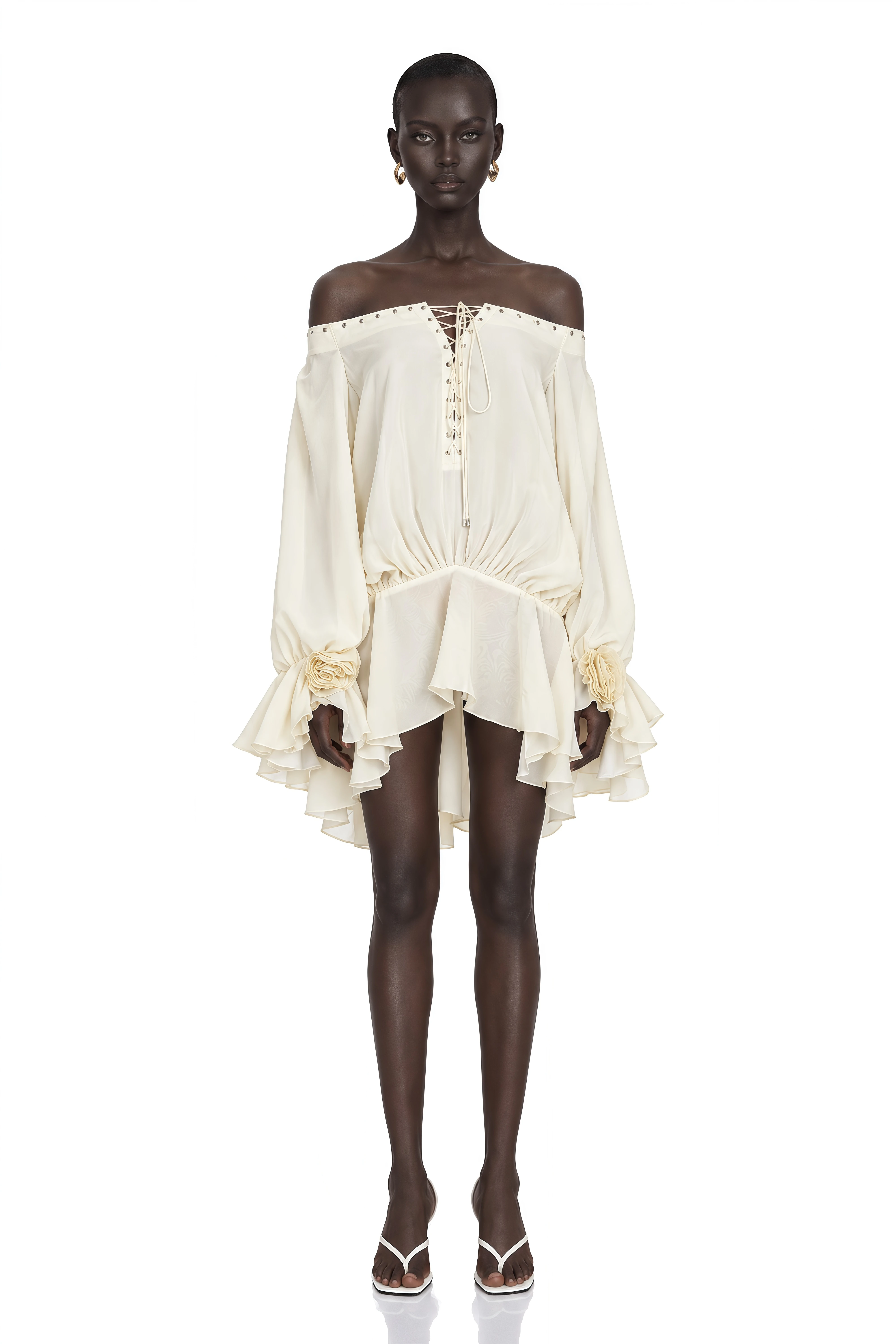 Lisette Off-Shoulder Chiffon Mini Dress