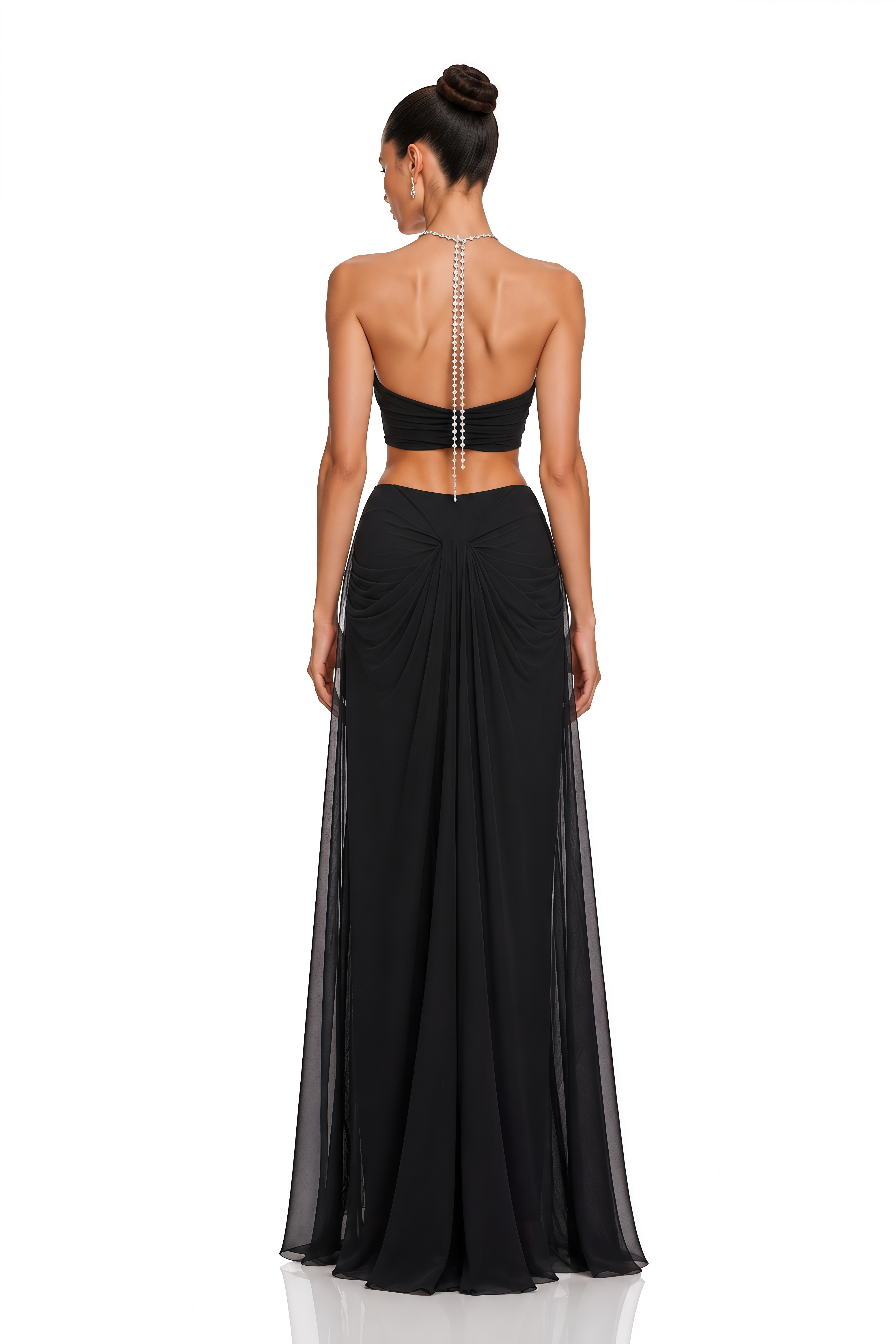 Ronit Black Semi-Sheer Mesh Maxi Dress