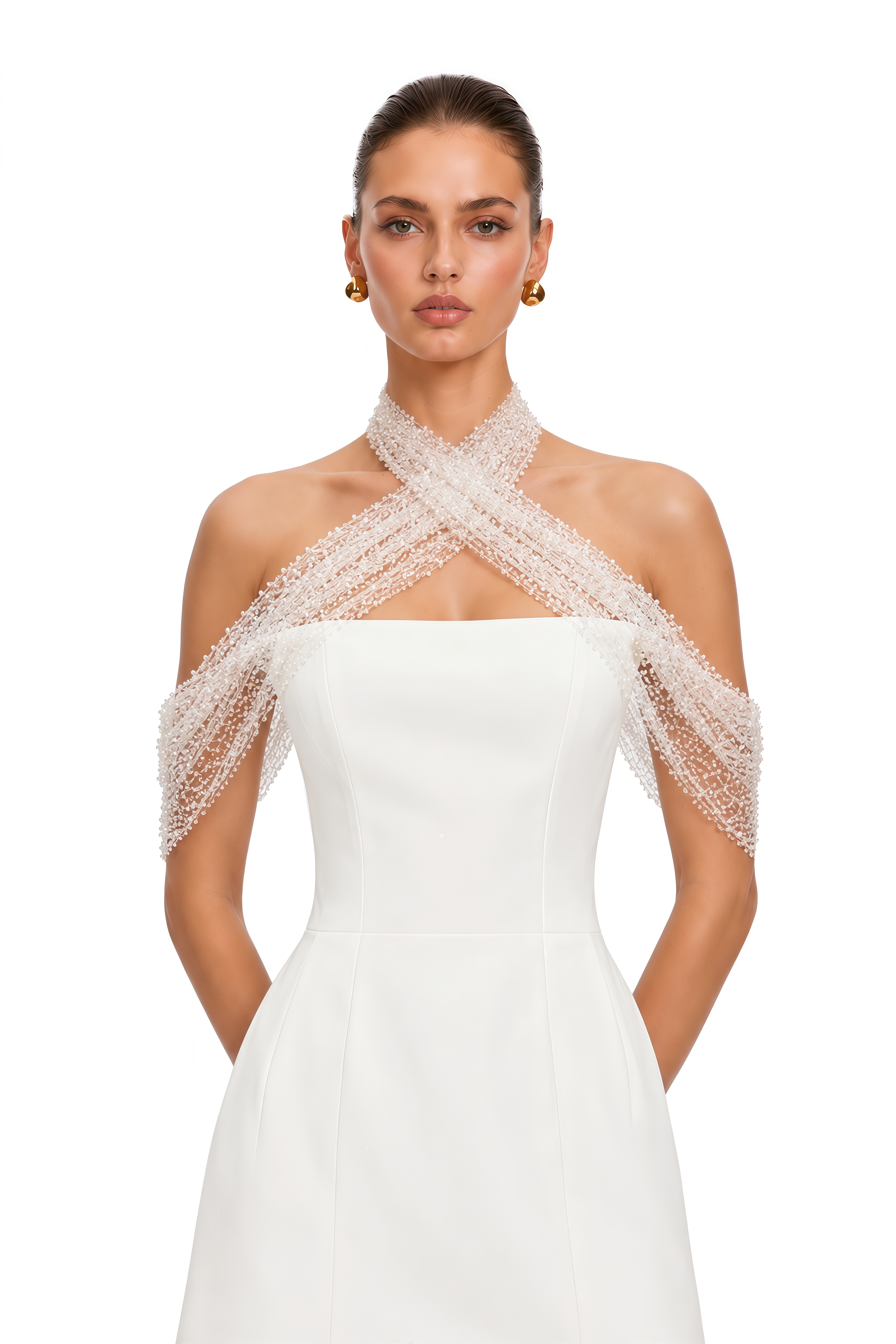 Ulla White Cross Over Bodycon Mini Dress