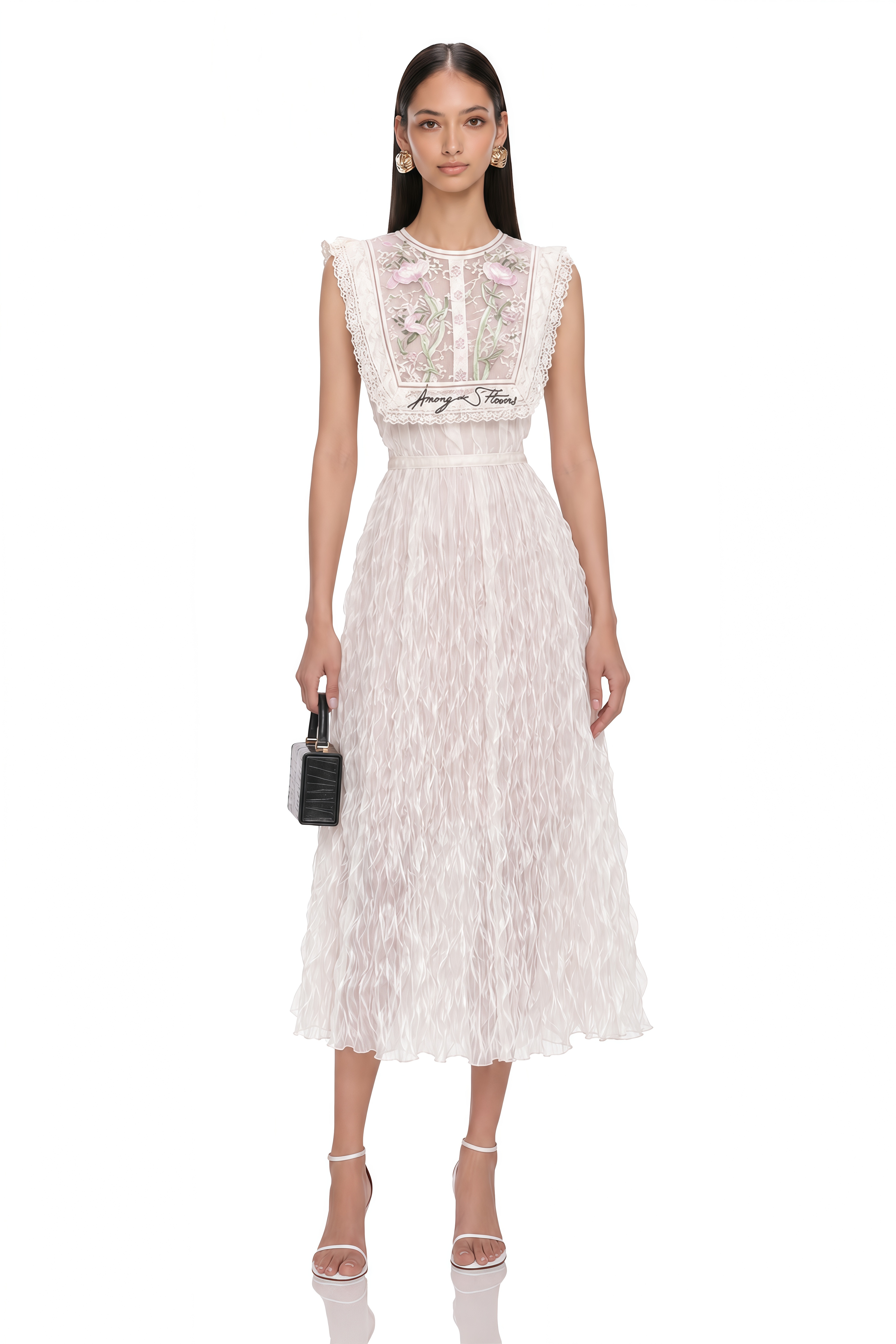 Kaila White Floral Embroidered Maxi Dress