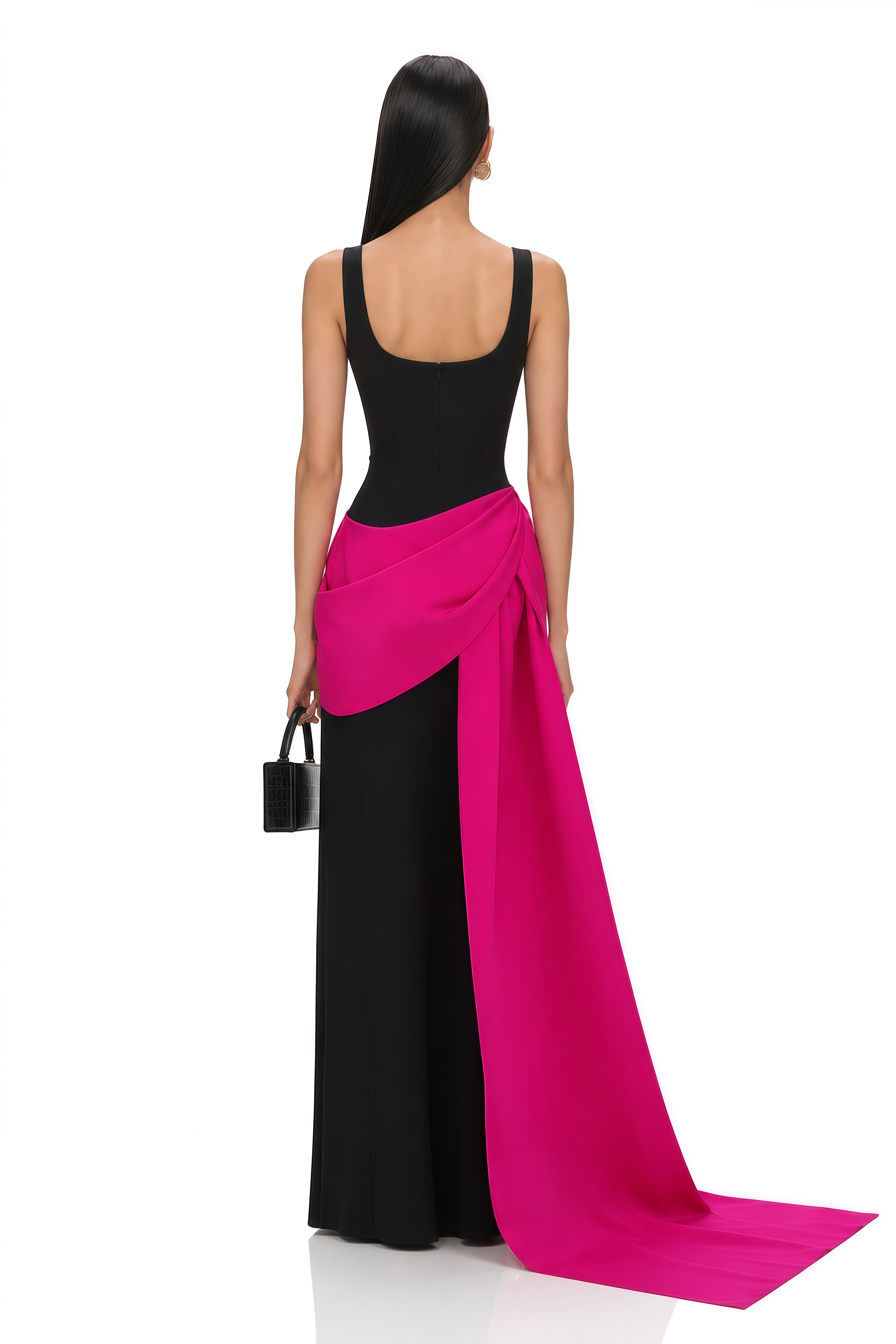 Aurora Black Color Block Layered Maxi Dress