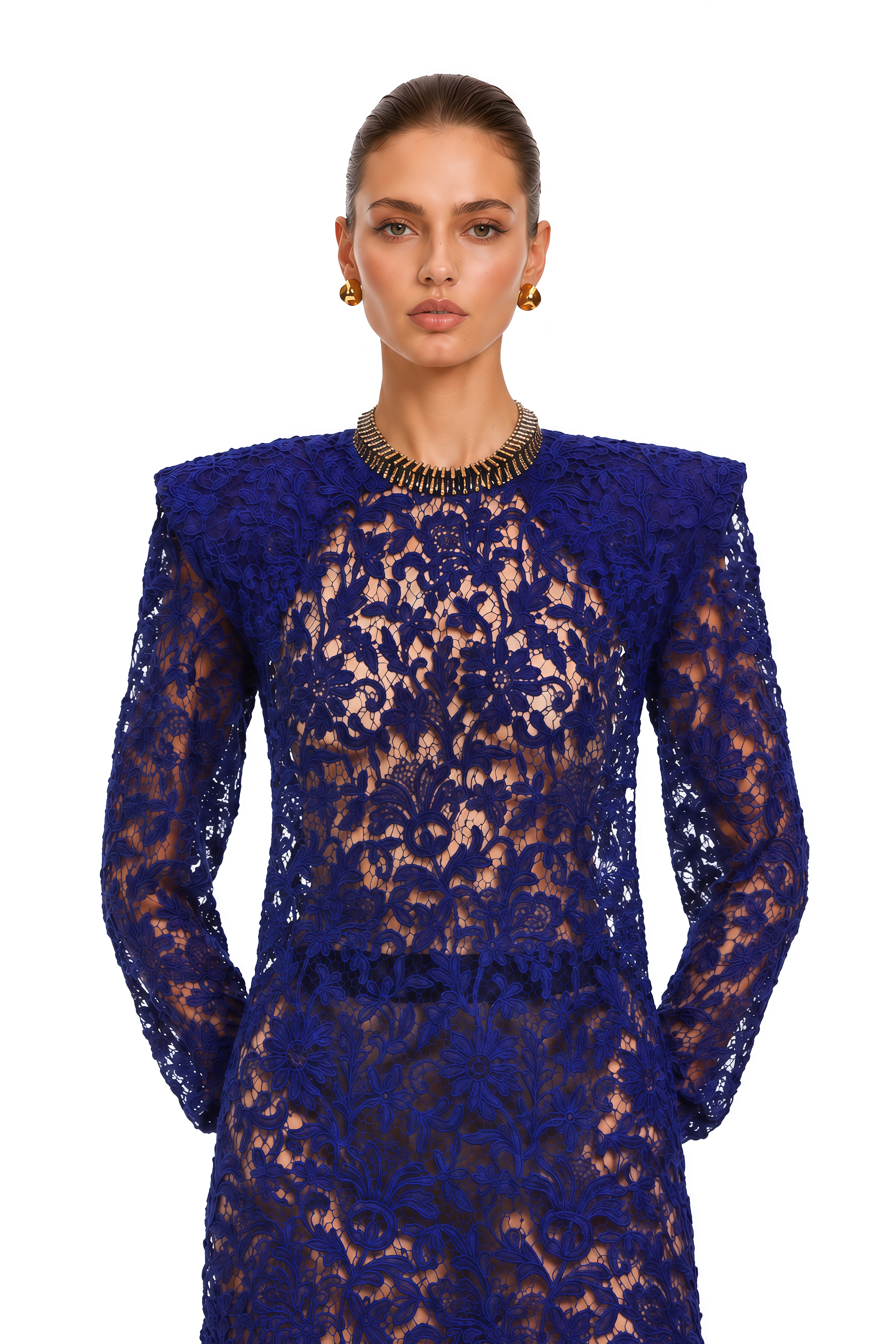 Sienna Blue Floral Lace Mini Dress