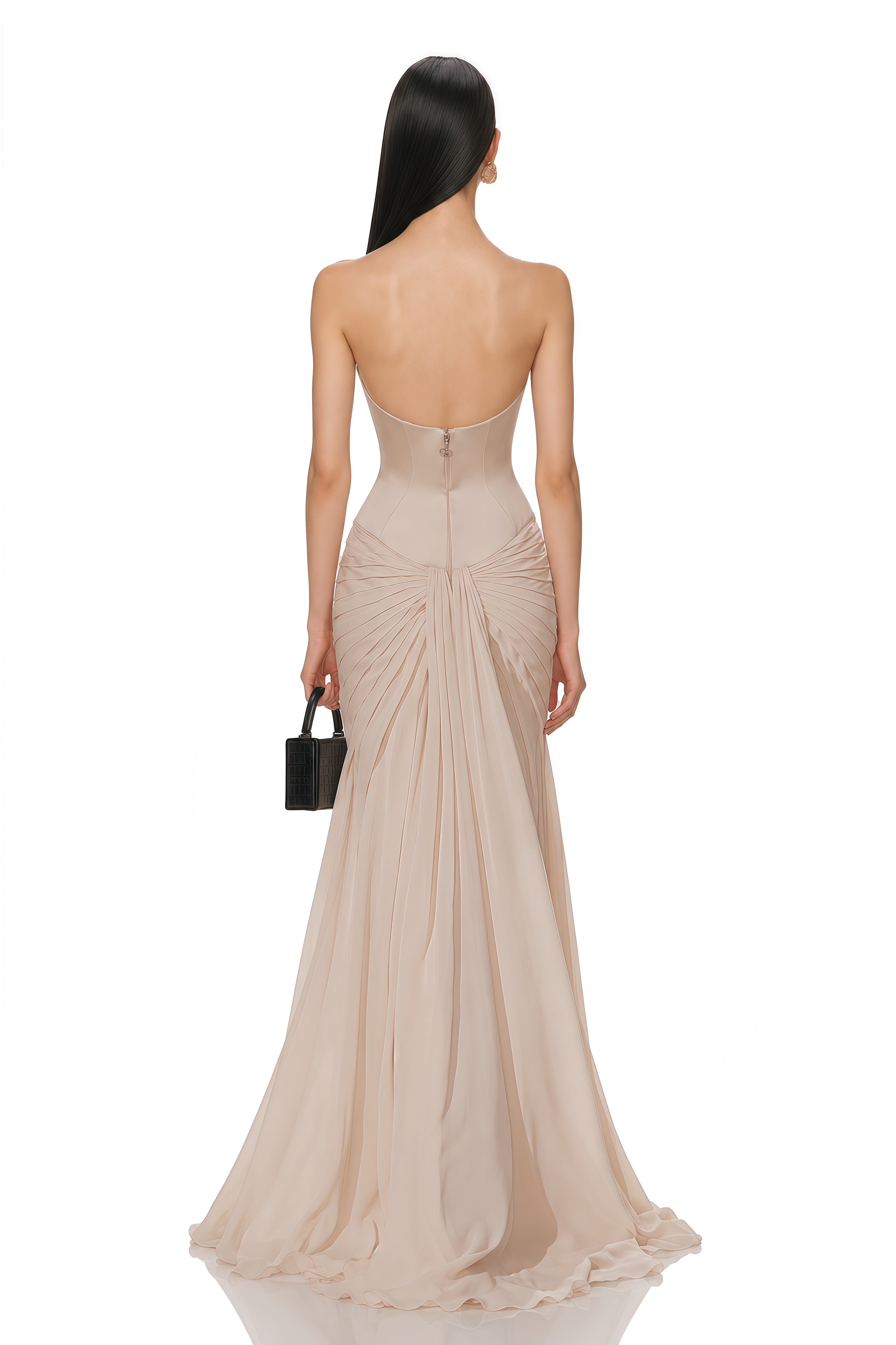 Ursula Khaki Color Block Ruched Maxi Dress