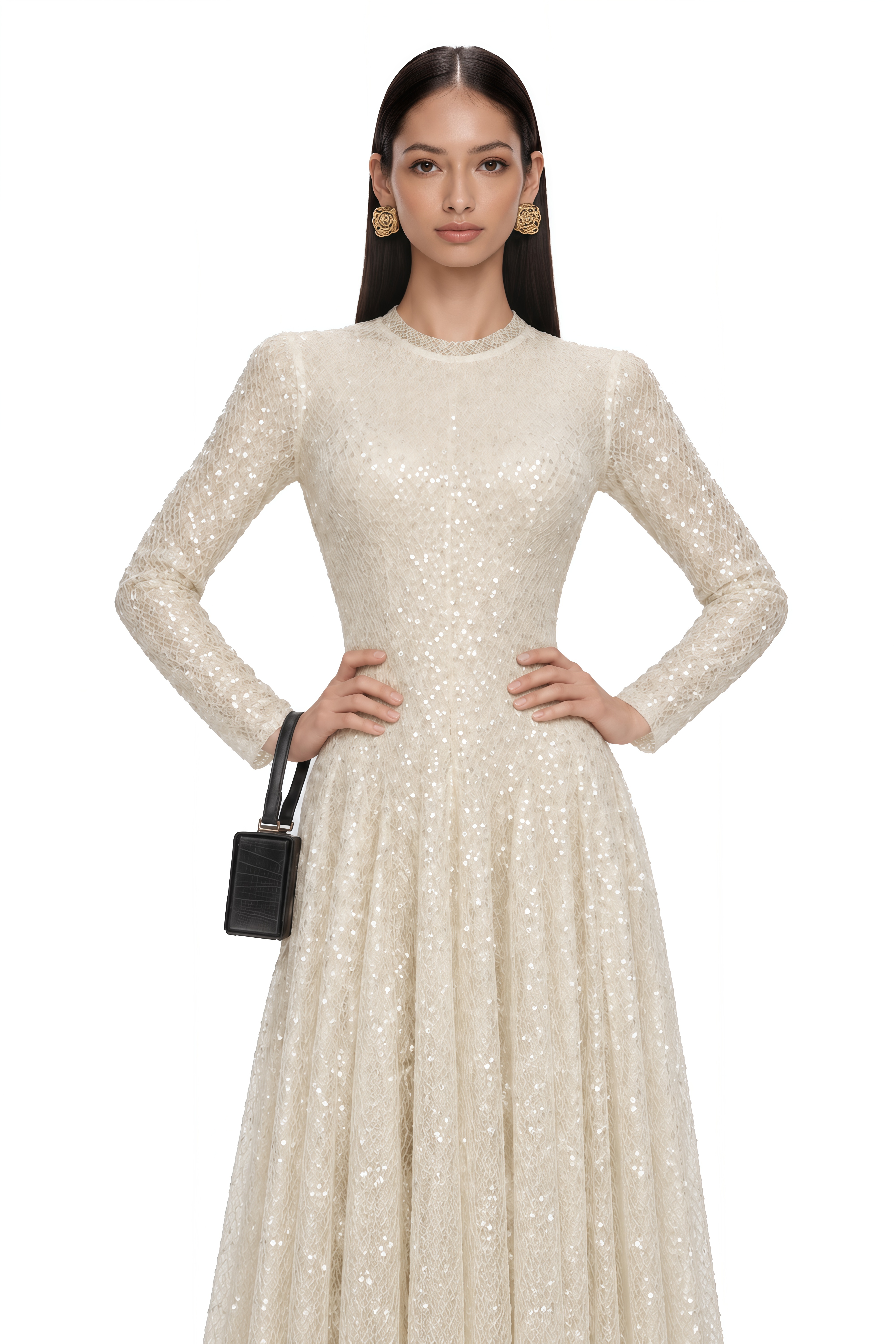 Brynhildr White Embellished Tulle Maxi Dress
