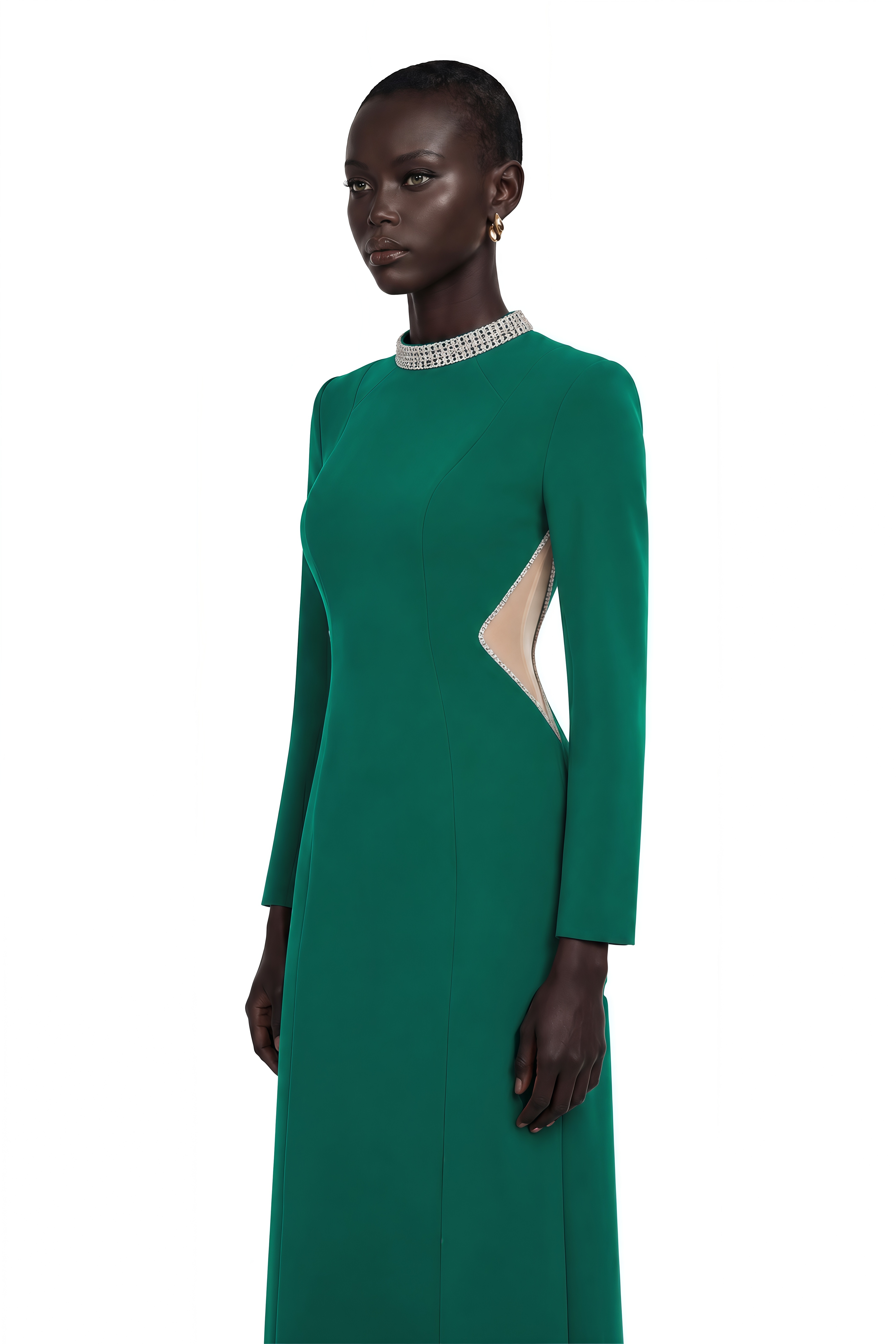 Hadley Green Cut-Out Crystal Maxi Dress