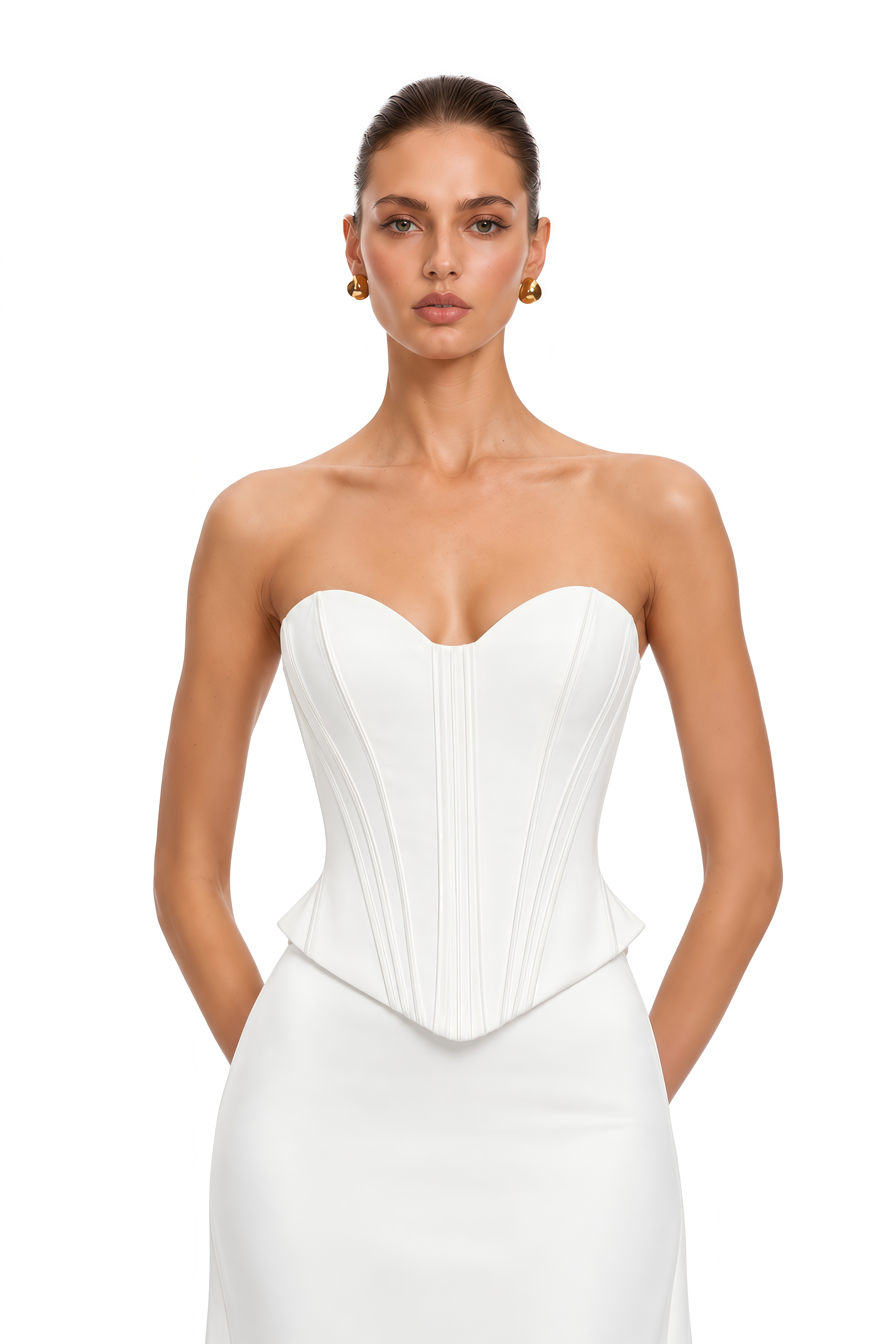 Jeanne White Off Shoulder Crop Top & Skirt Set
