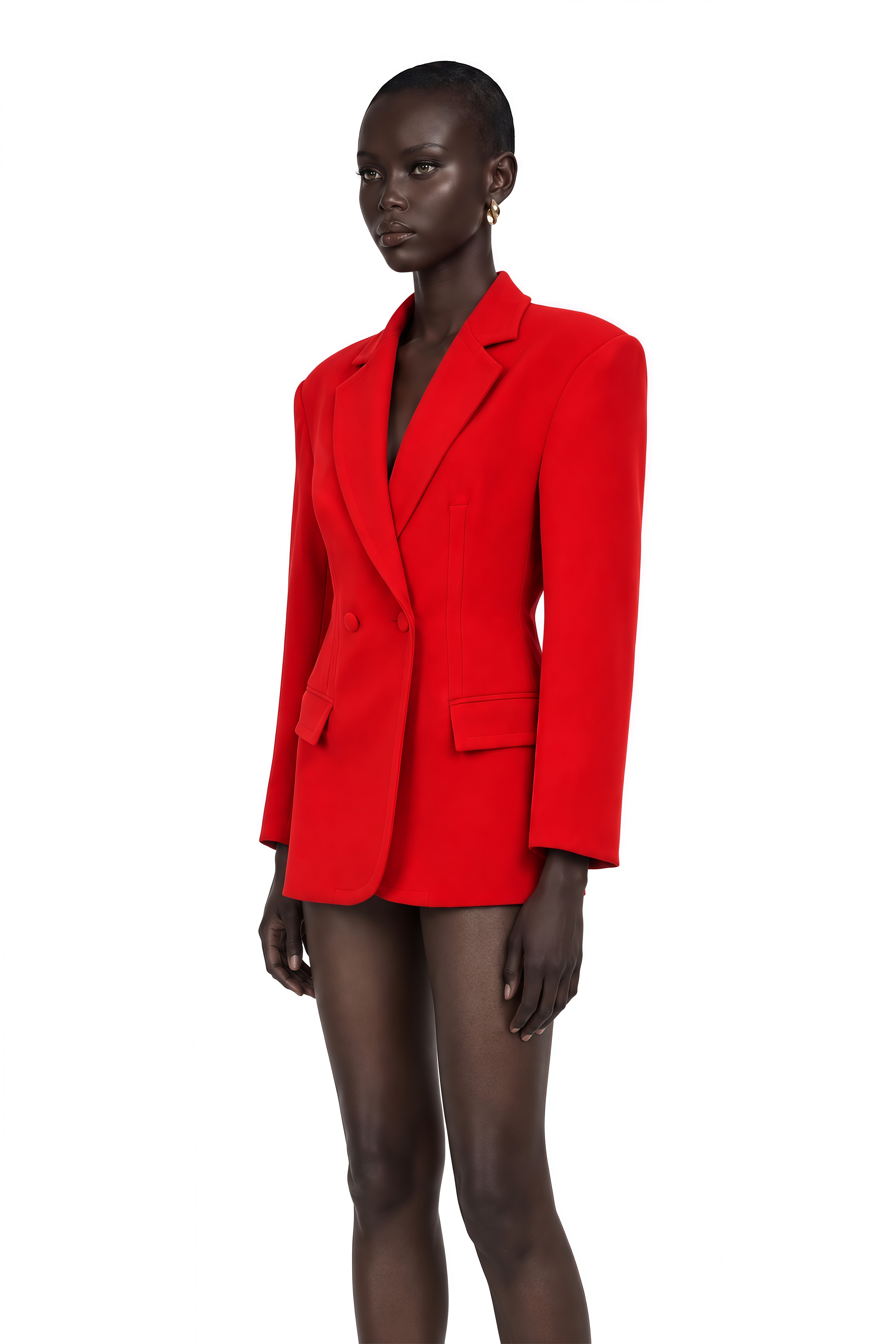 Coline red hourglass double-breasted blazer