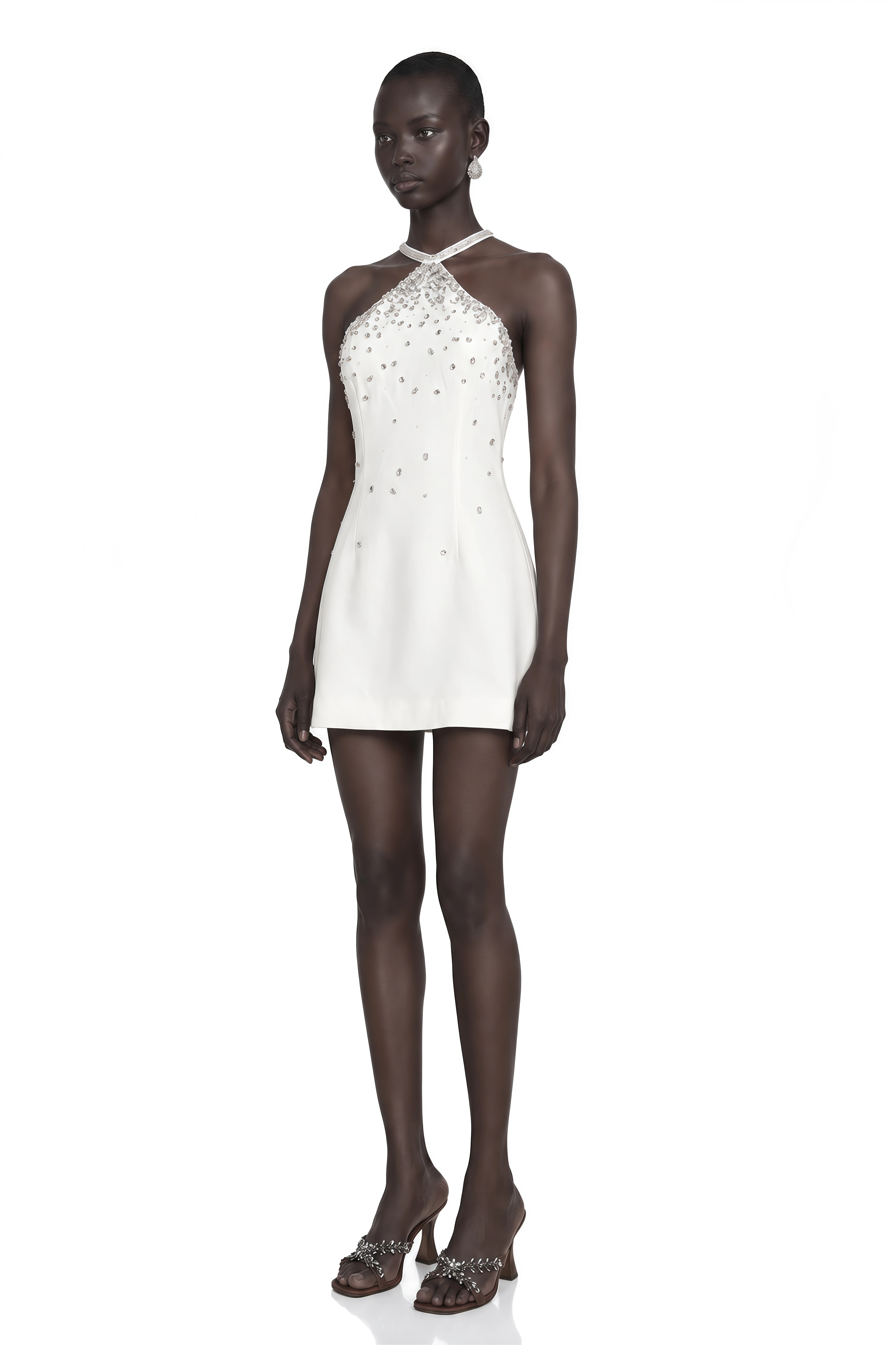 Xanthea White Embellished Mini Dress