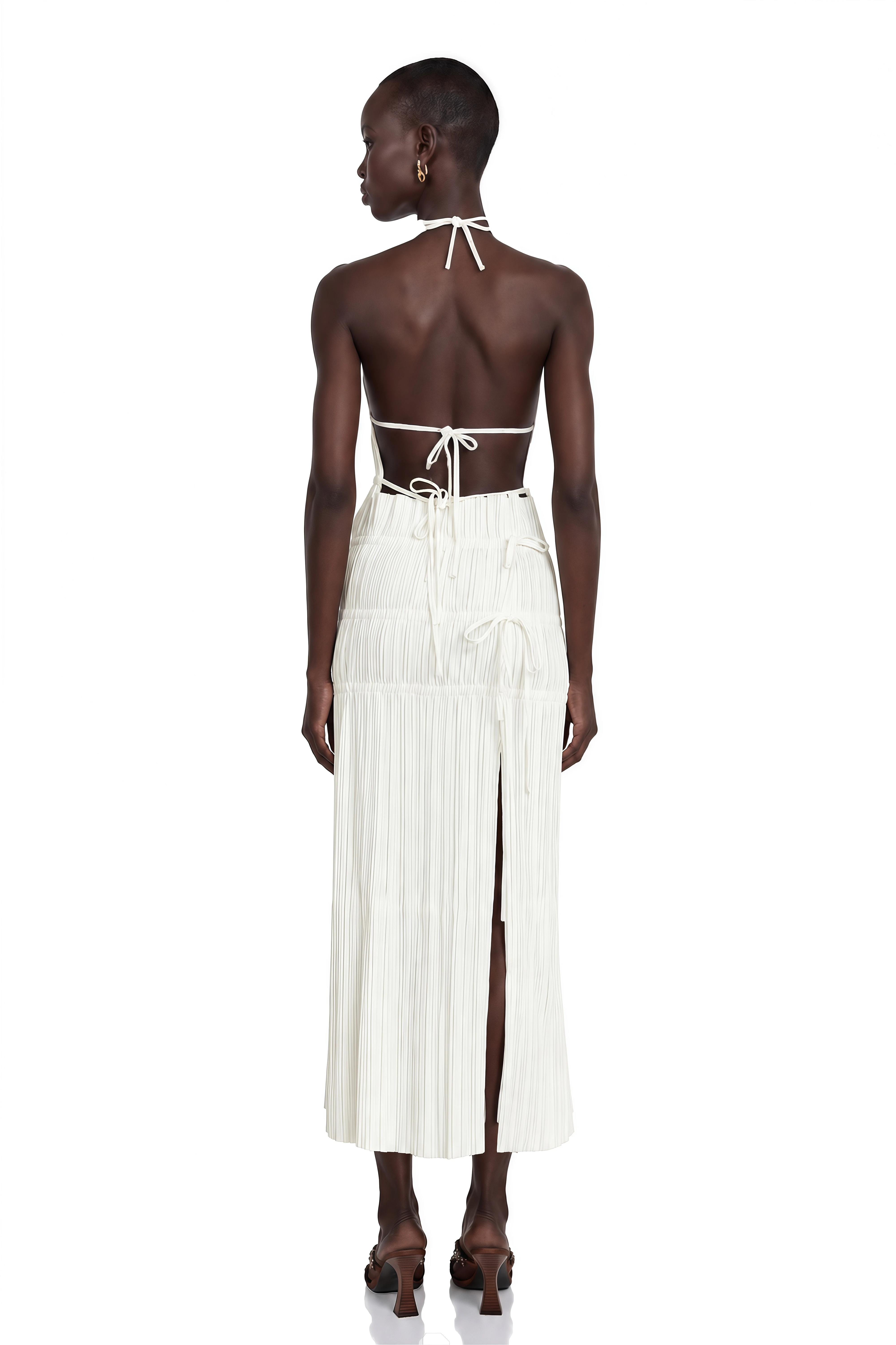 Milisent Open-Back Pleated Top & Skirt Matching Set