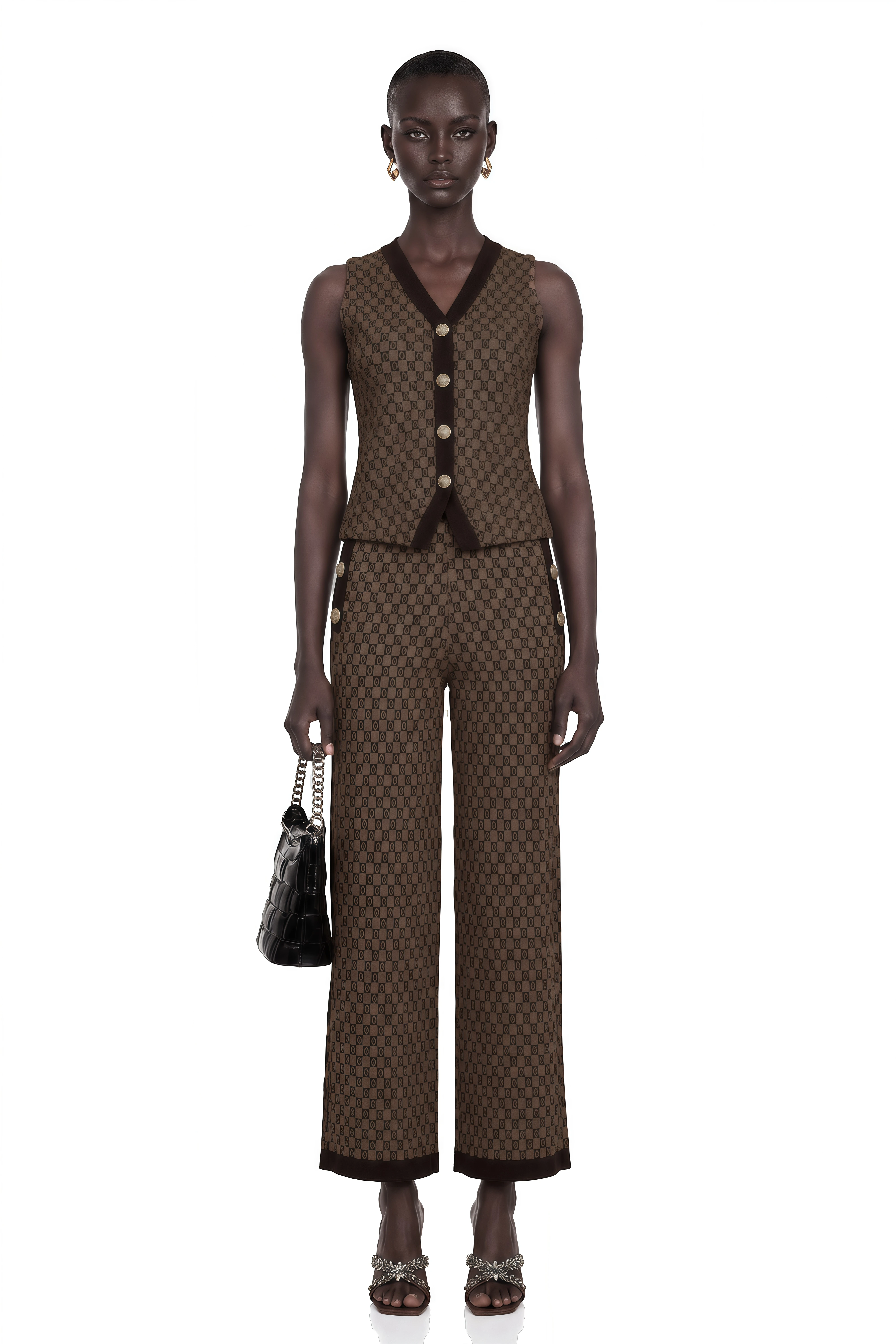 Cyrielle Monogram-Jacquard Top & Trousers Matching Set